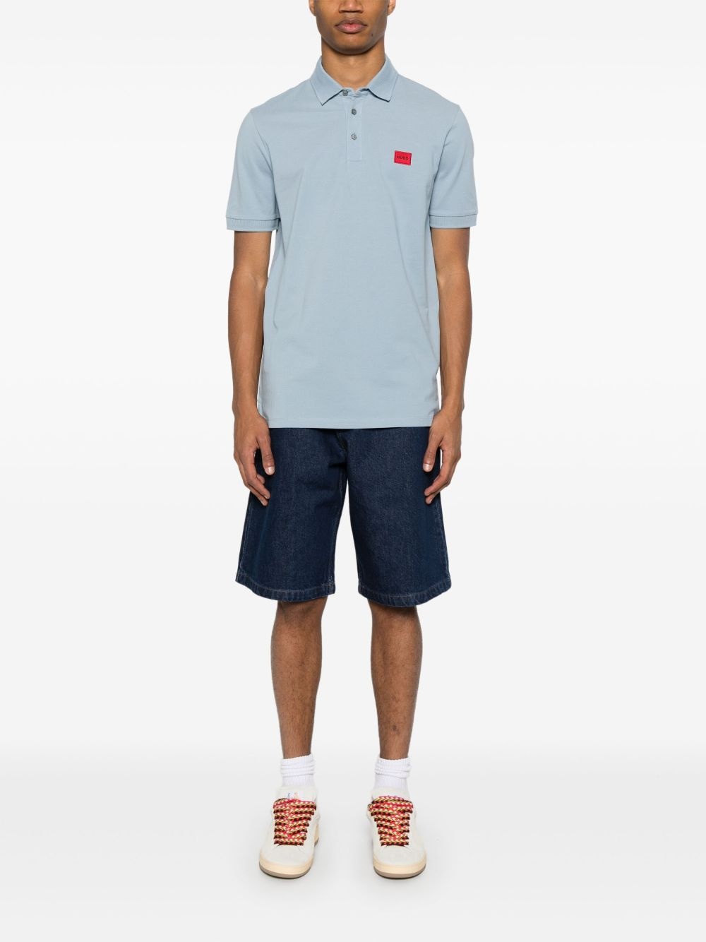 logo-patch polo shirt - 2