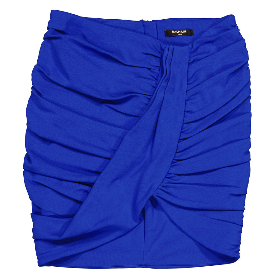 Balmain Ladies Draped Ruched Mini Skirt - 5