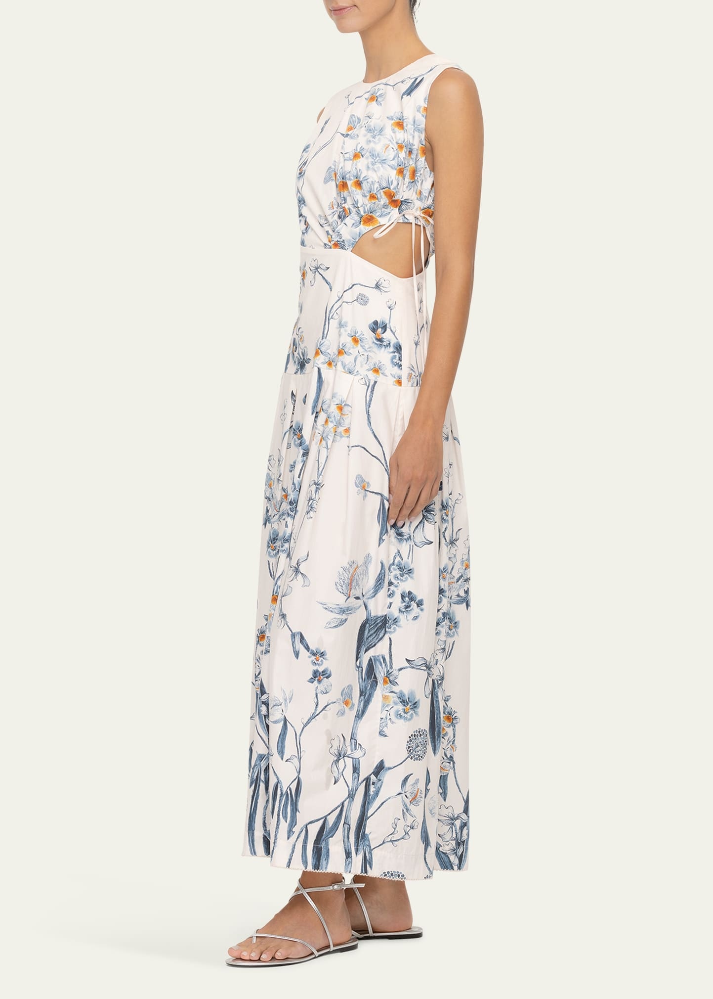 Otoño Sleeveless Floral Cotton Poplin Midi Dress - 4