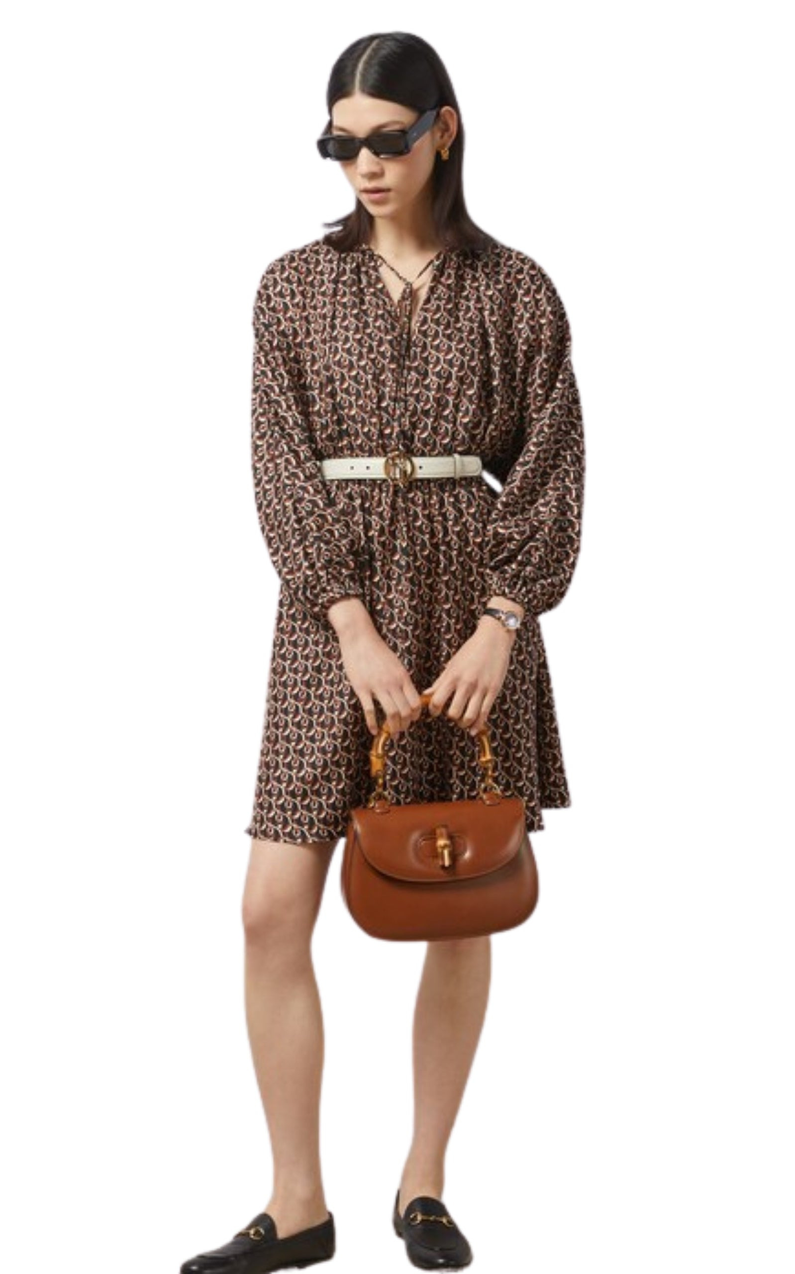 INTERLOCKING G CHAIN PRINT SILK DRESS - 2