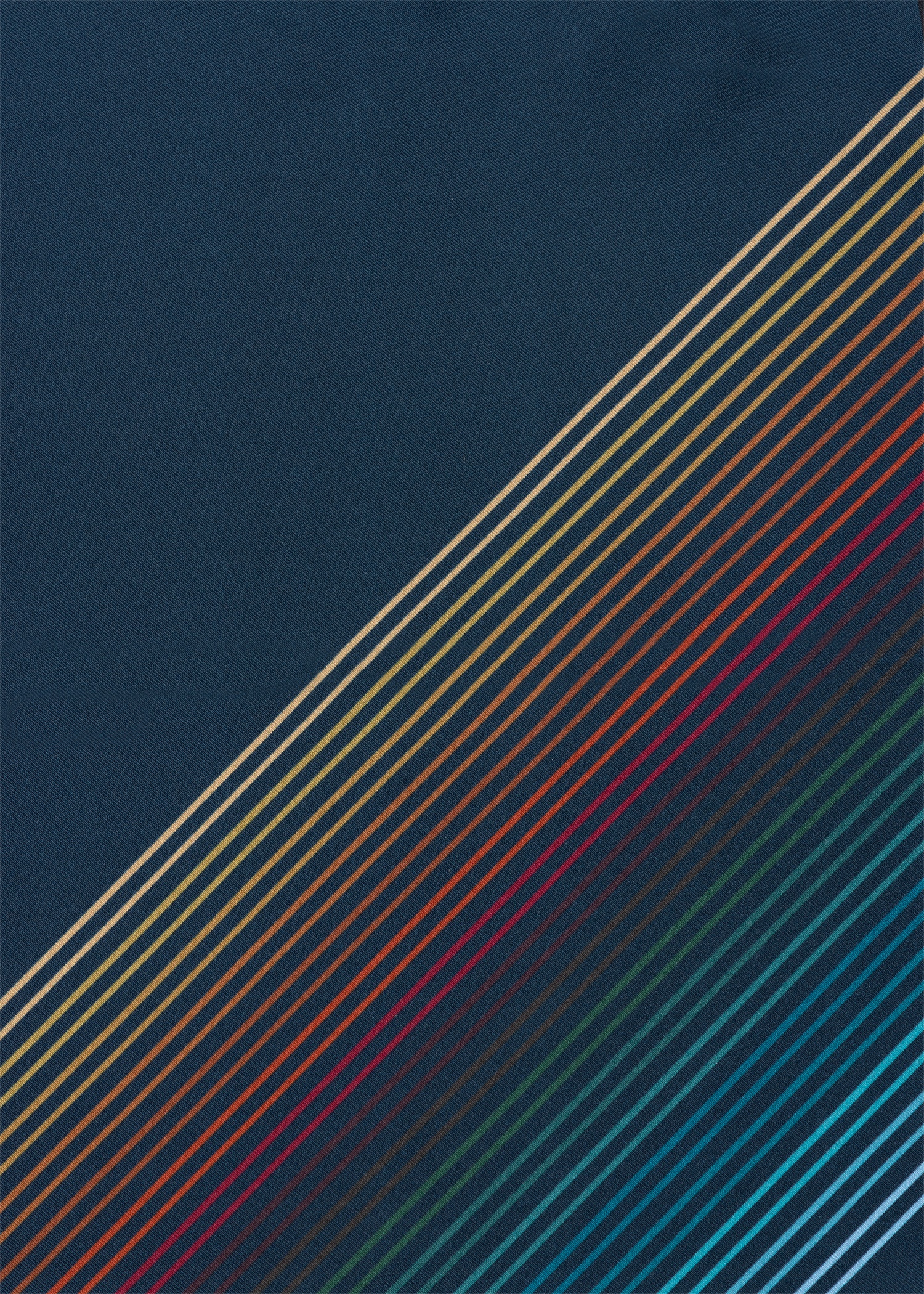 Navy Silk Gradient 'Signature Stripe' Pocket Square - 4