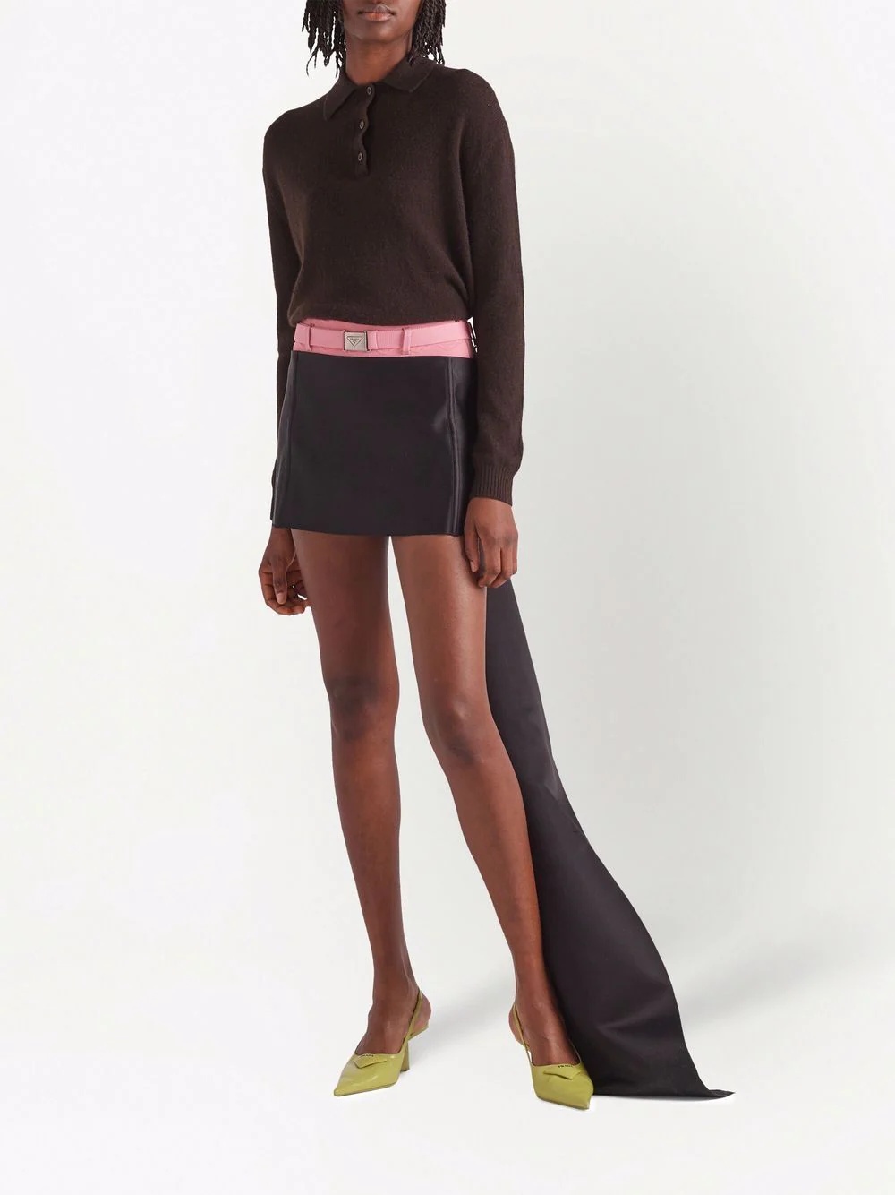 draped panel silk mini skirt - 2