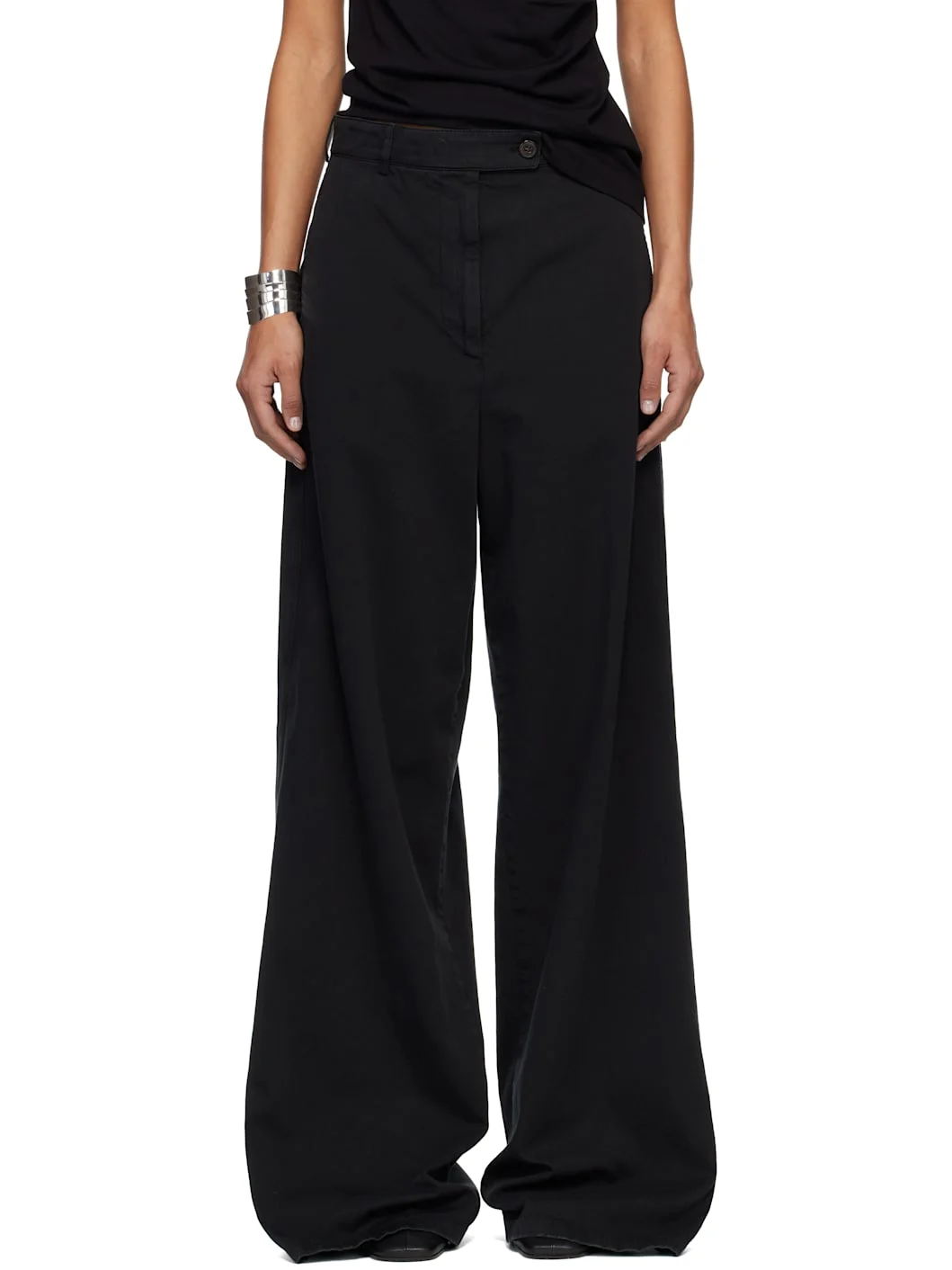 Black Cotton Twill Trousers - 1