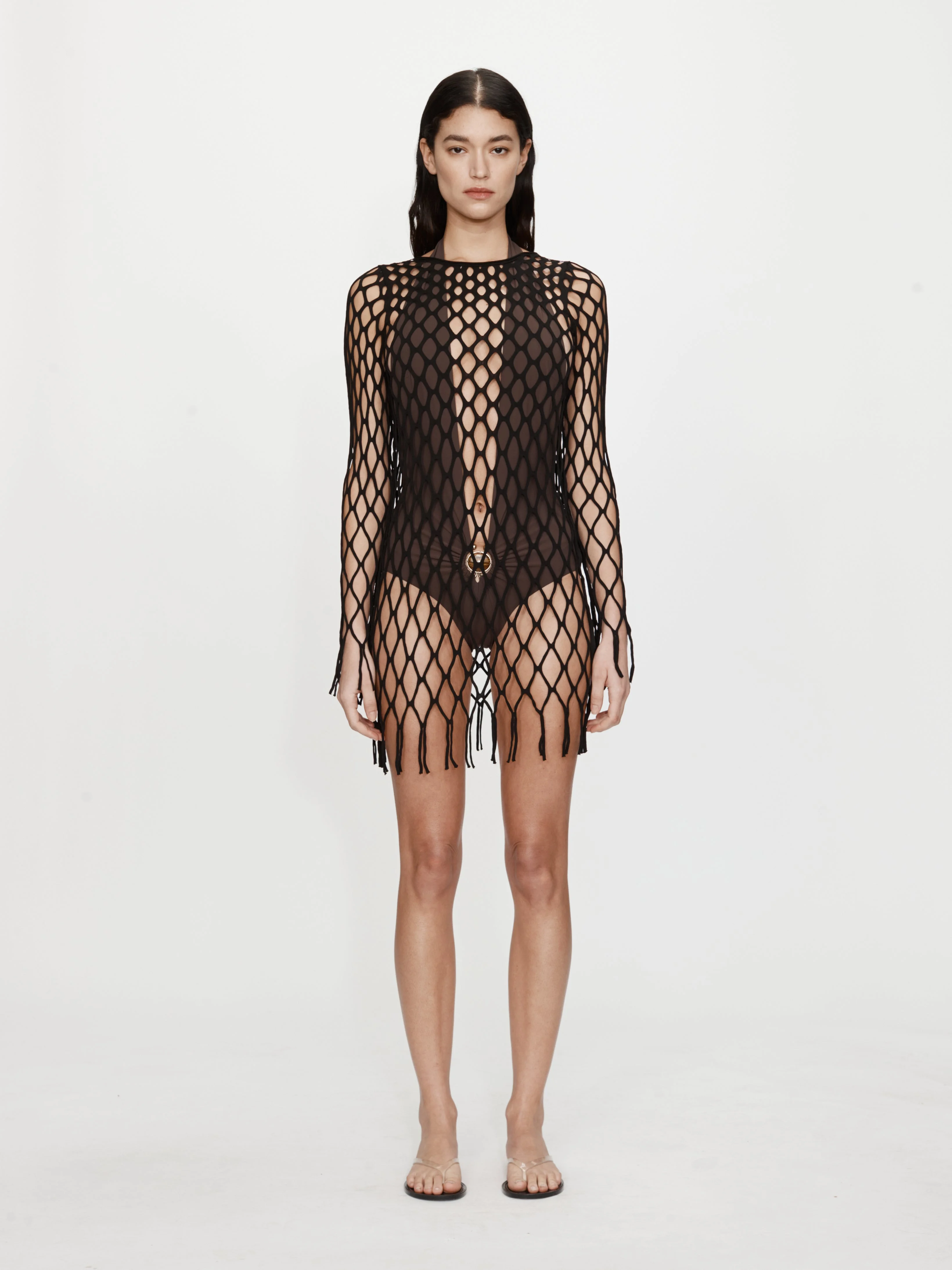 Knitted Mesh Mini Dress - 1