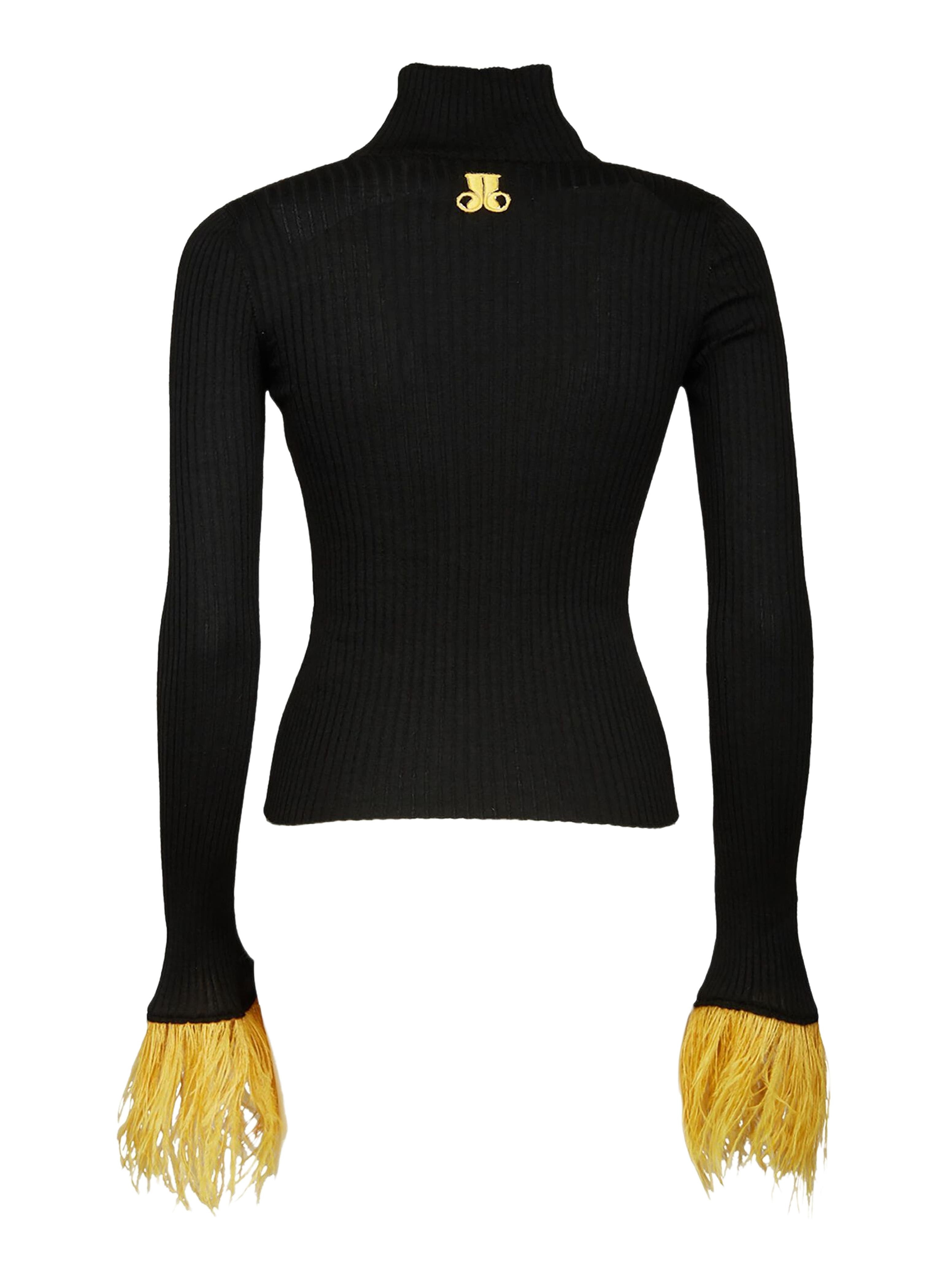 La DoubleJ High Kick Top With Feathers Black at Nordstrom - 3