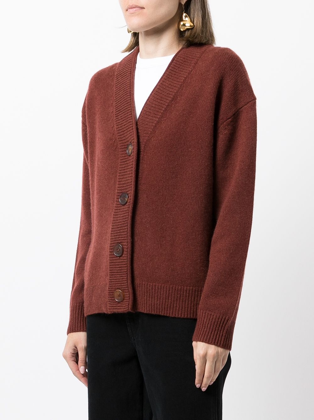 ribbed-knit buttoned-up cardigan - 3