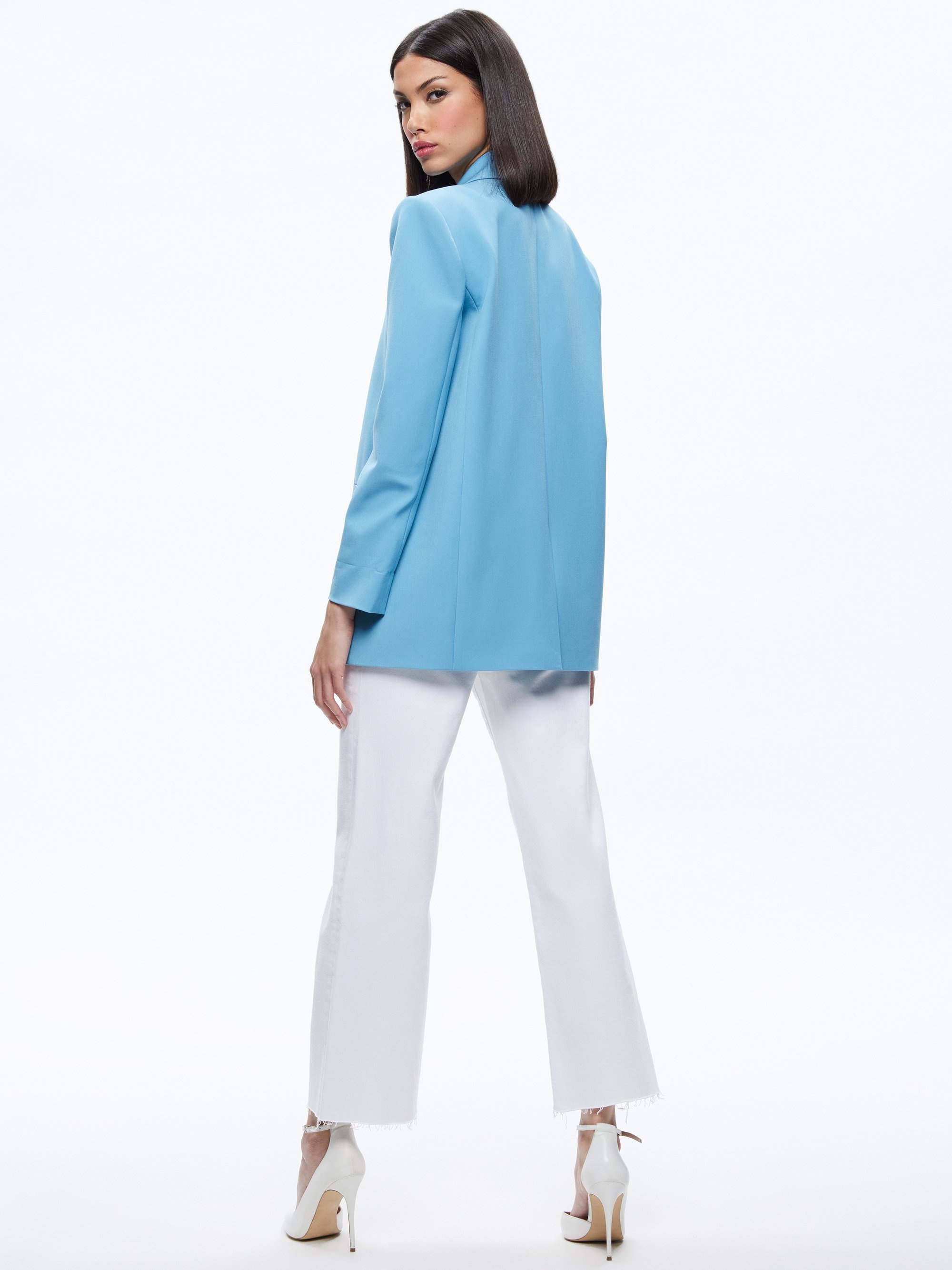 SHAN STRONG SHOULDER RUCHED SLEEVE BLAZER - 3