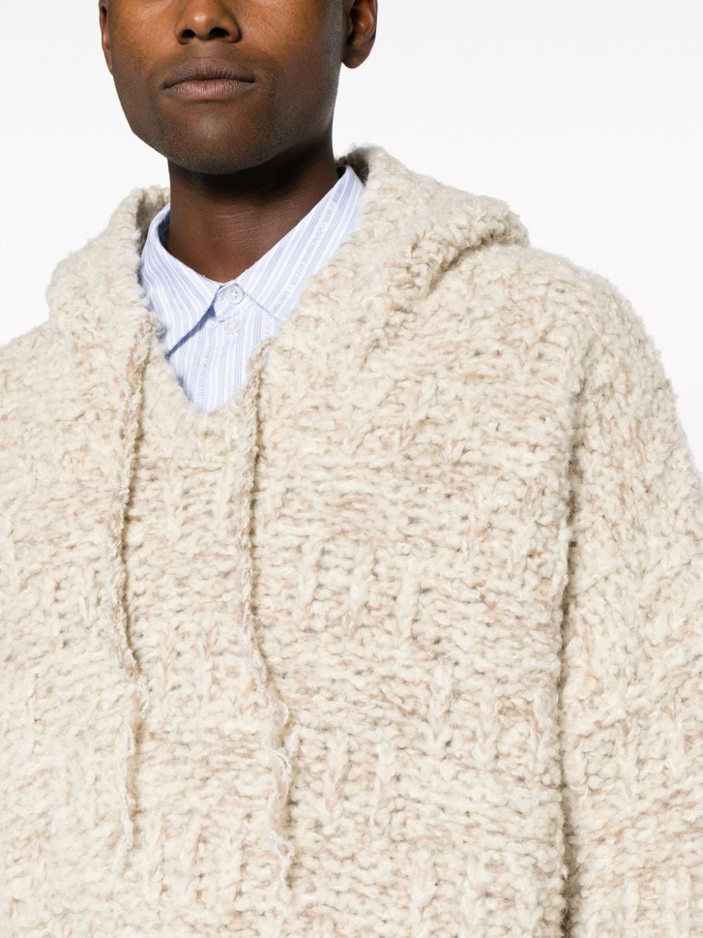 chunky-knit drawstring hoodie - 5