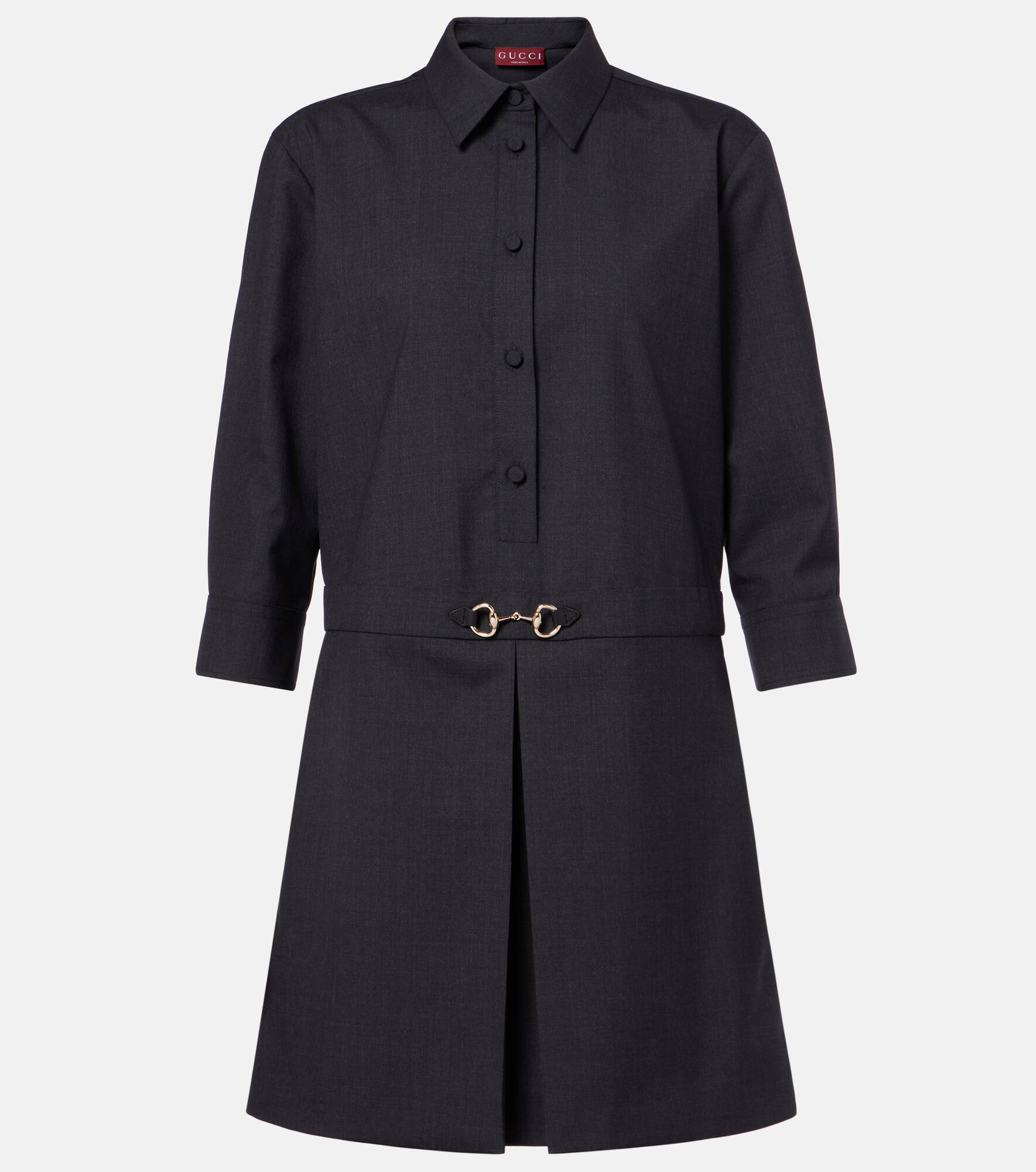 Horsebit wool shirt dress - 1