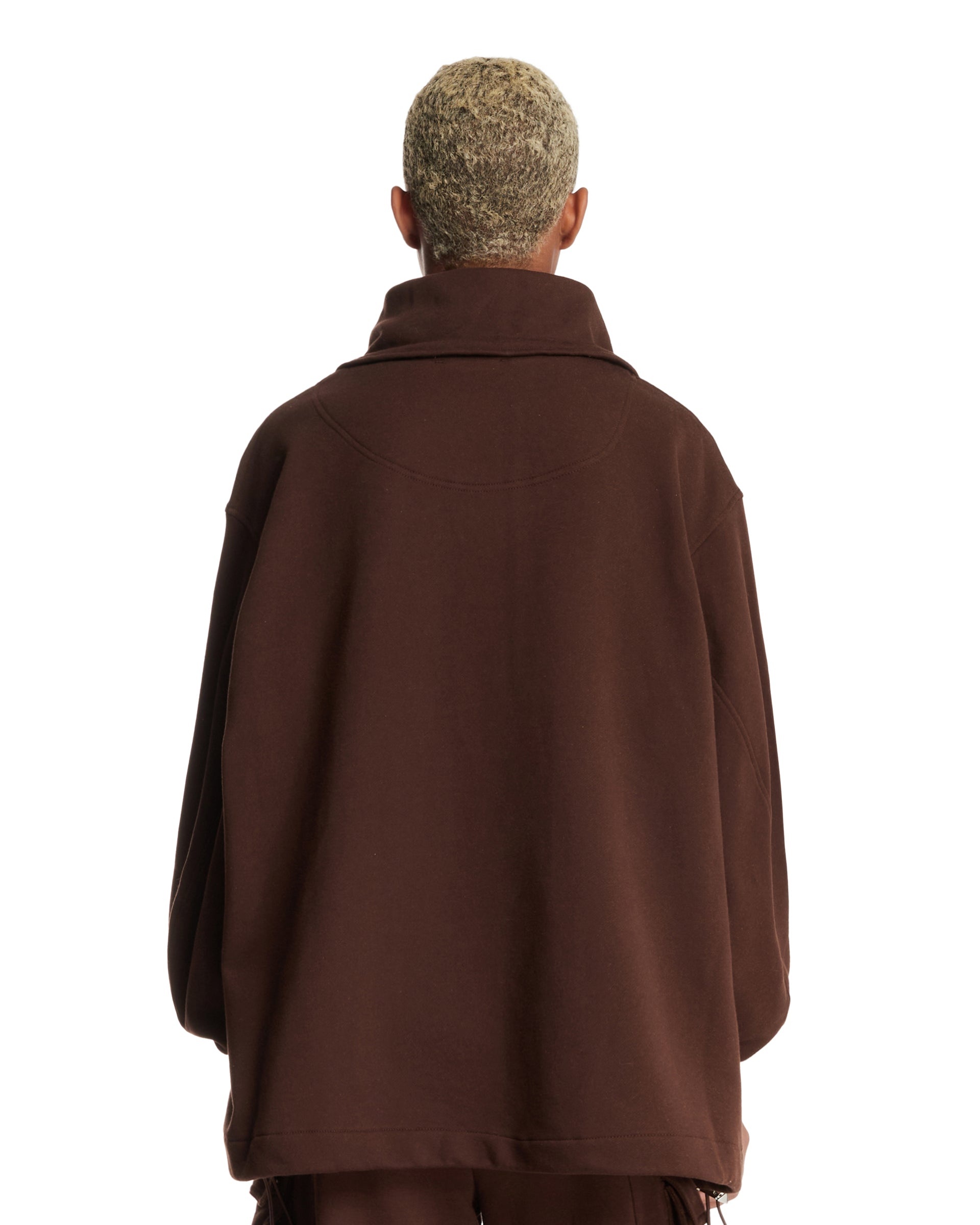 Brown Cotton Anorak Sweatshirt - 3
