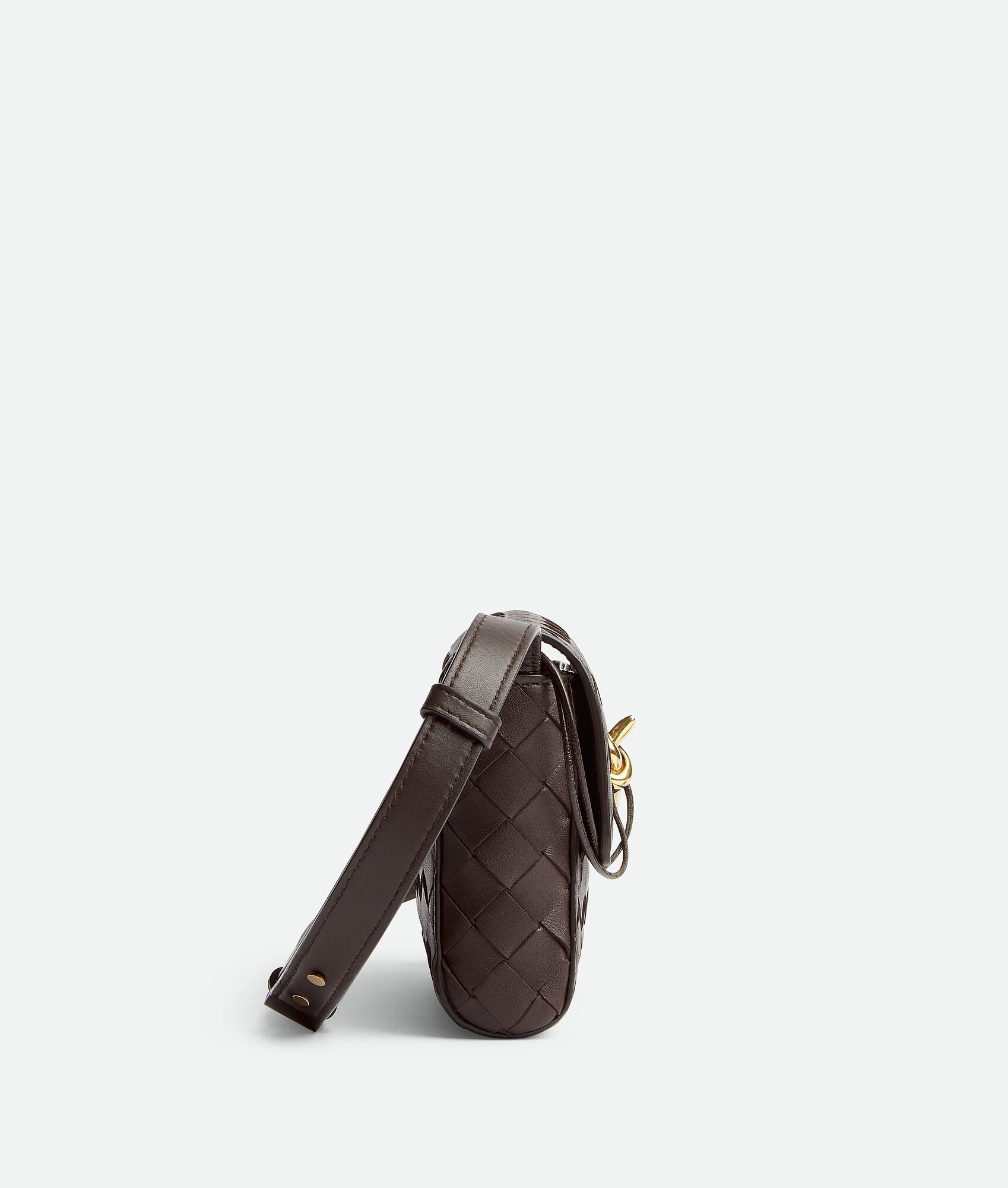 Bottega Veneta Andiamo Mini Intrecciato Leather Shoulder Bag Acorn-Muse Brass