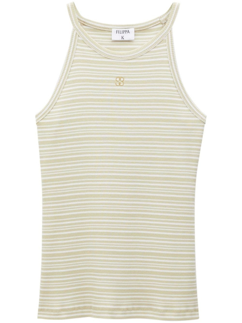 monogram-embroidered striped organic cotton tank top 1