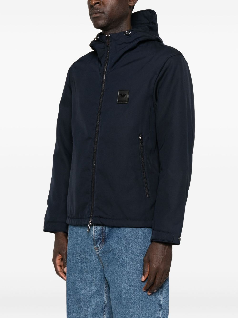 hooded logo-patch jacket - 3