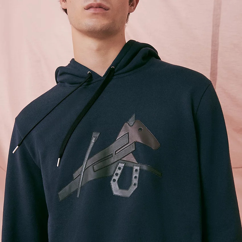 Hooded sweater with leather detail - 3