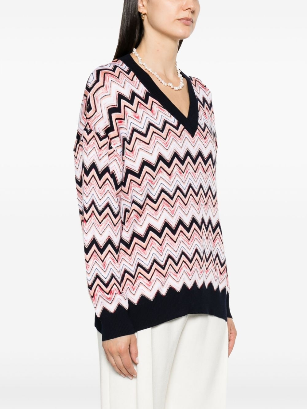 zigzag crochet-knit jumper - 3