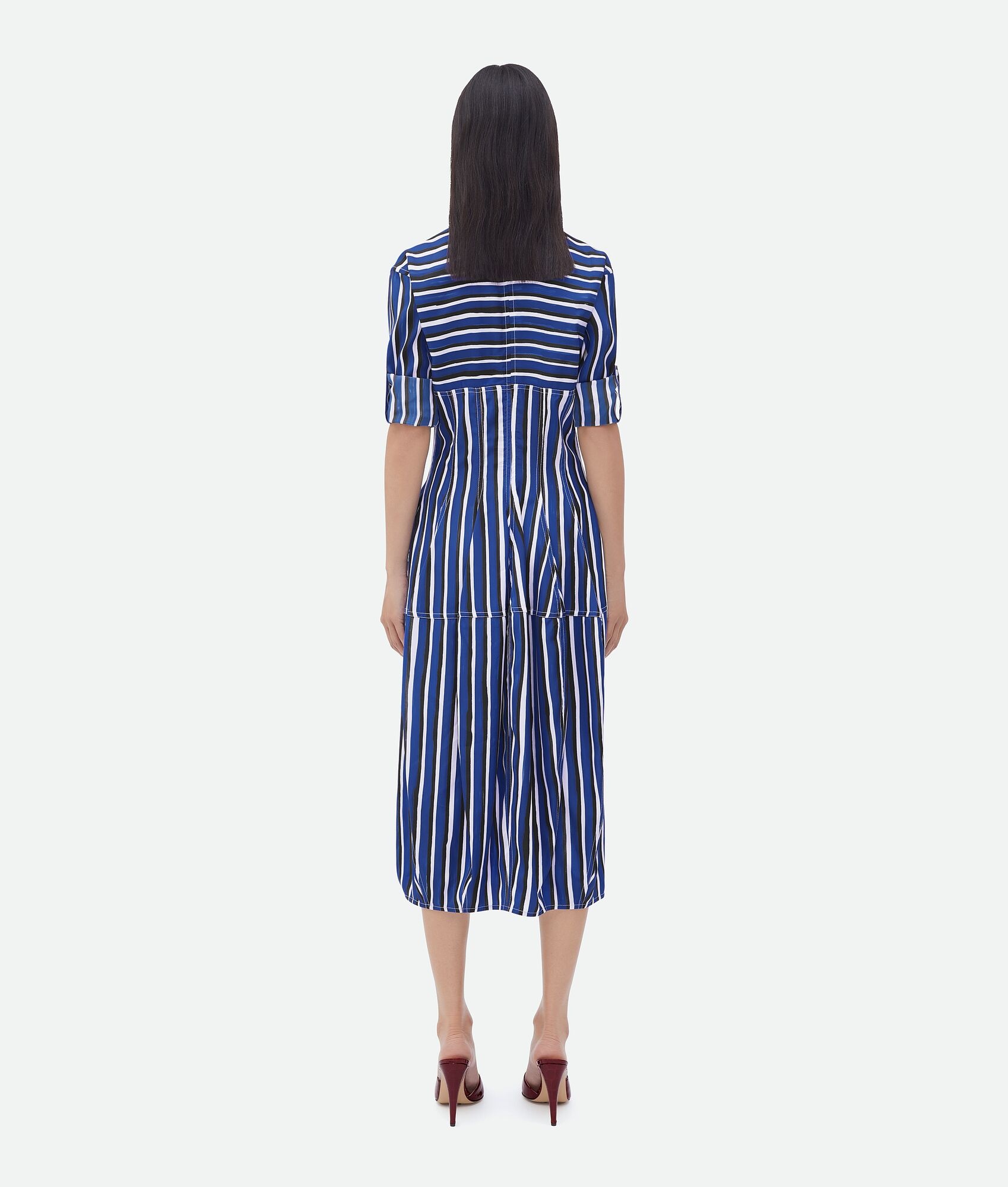 Stripe Print Viscose And Silk Dress - 3