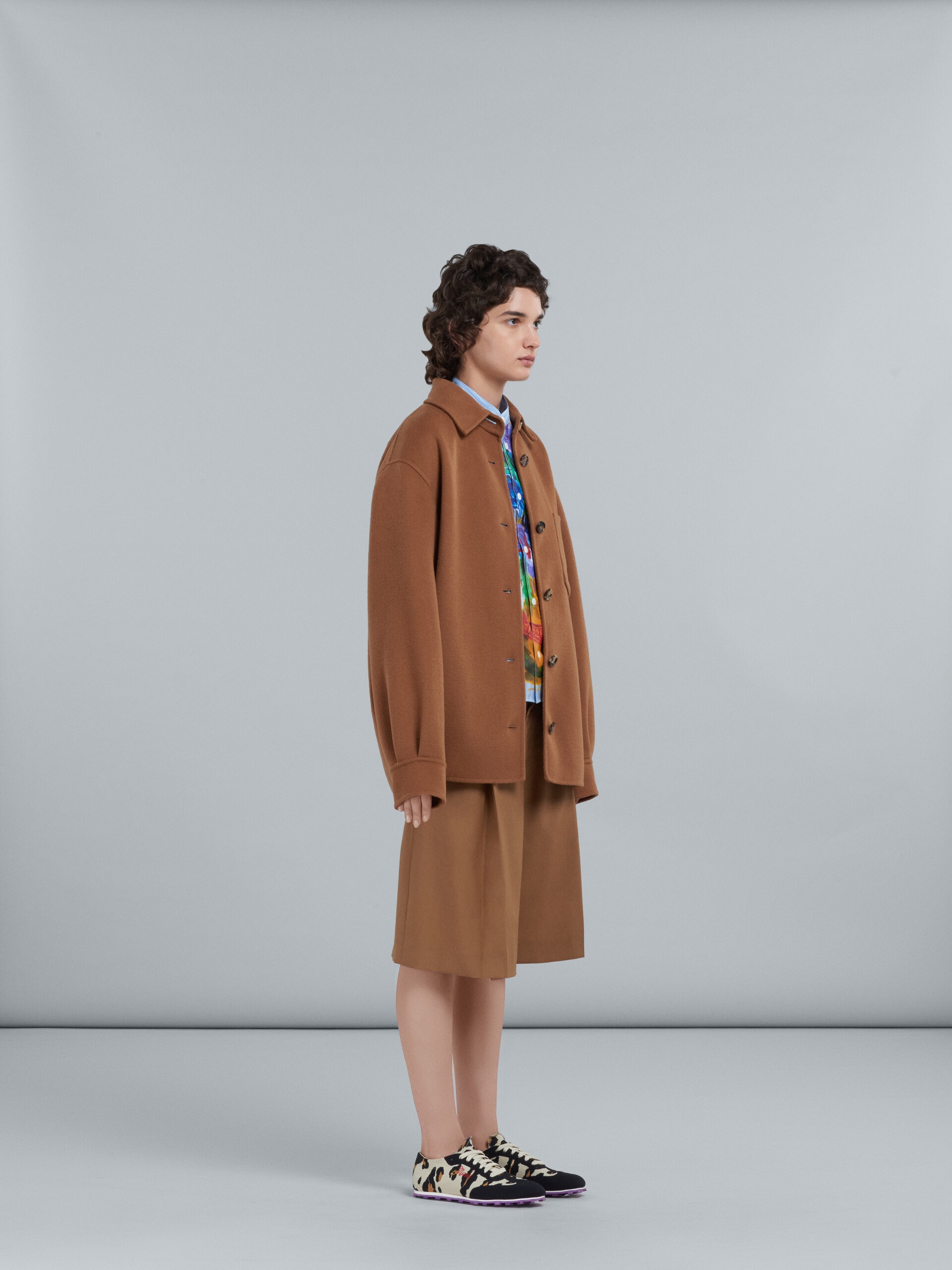 LONG BROWN WOOL OVERSHIRT - 6