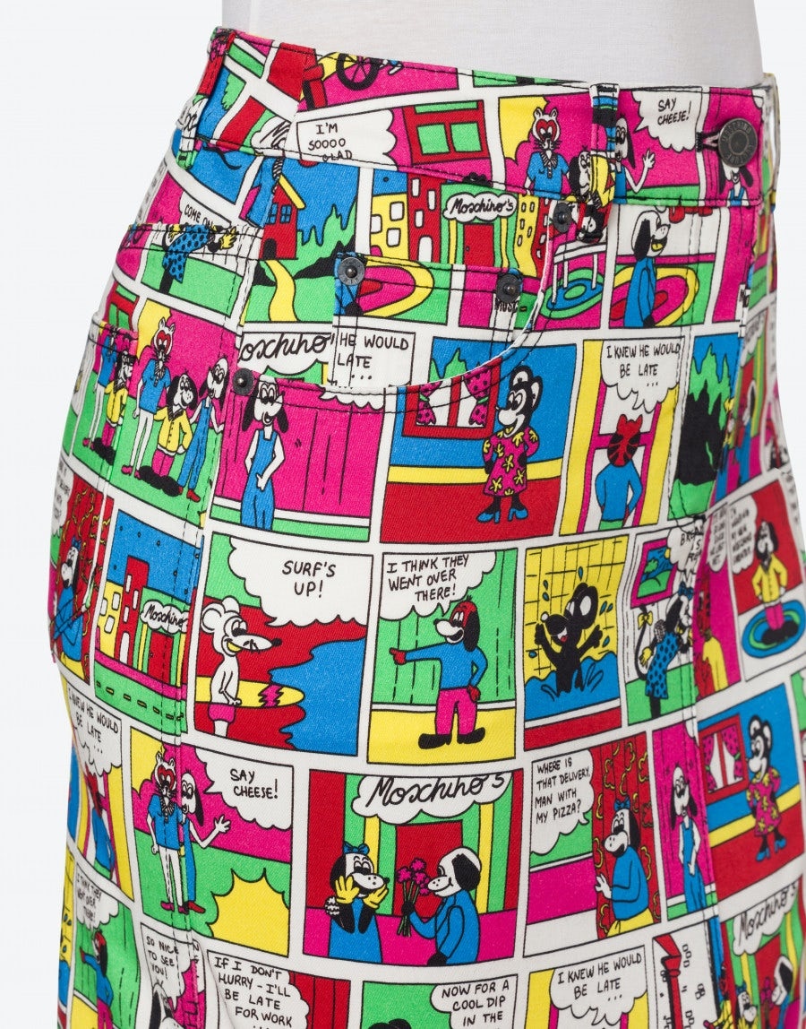 MOSCHINO COMICS STRETCH GABARDINE MINI SKIRT - 4