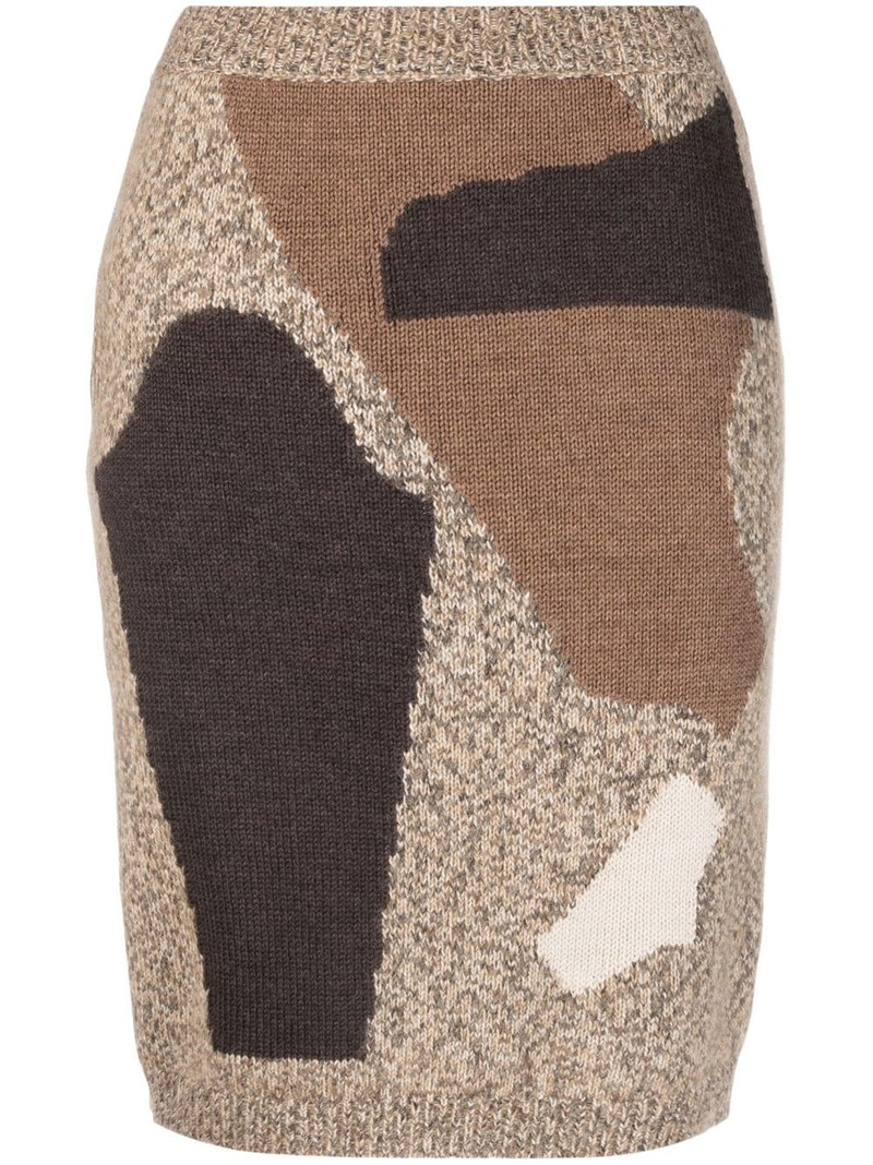 intarsia knit-pattern pencil skirt 1