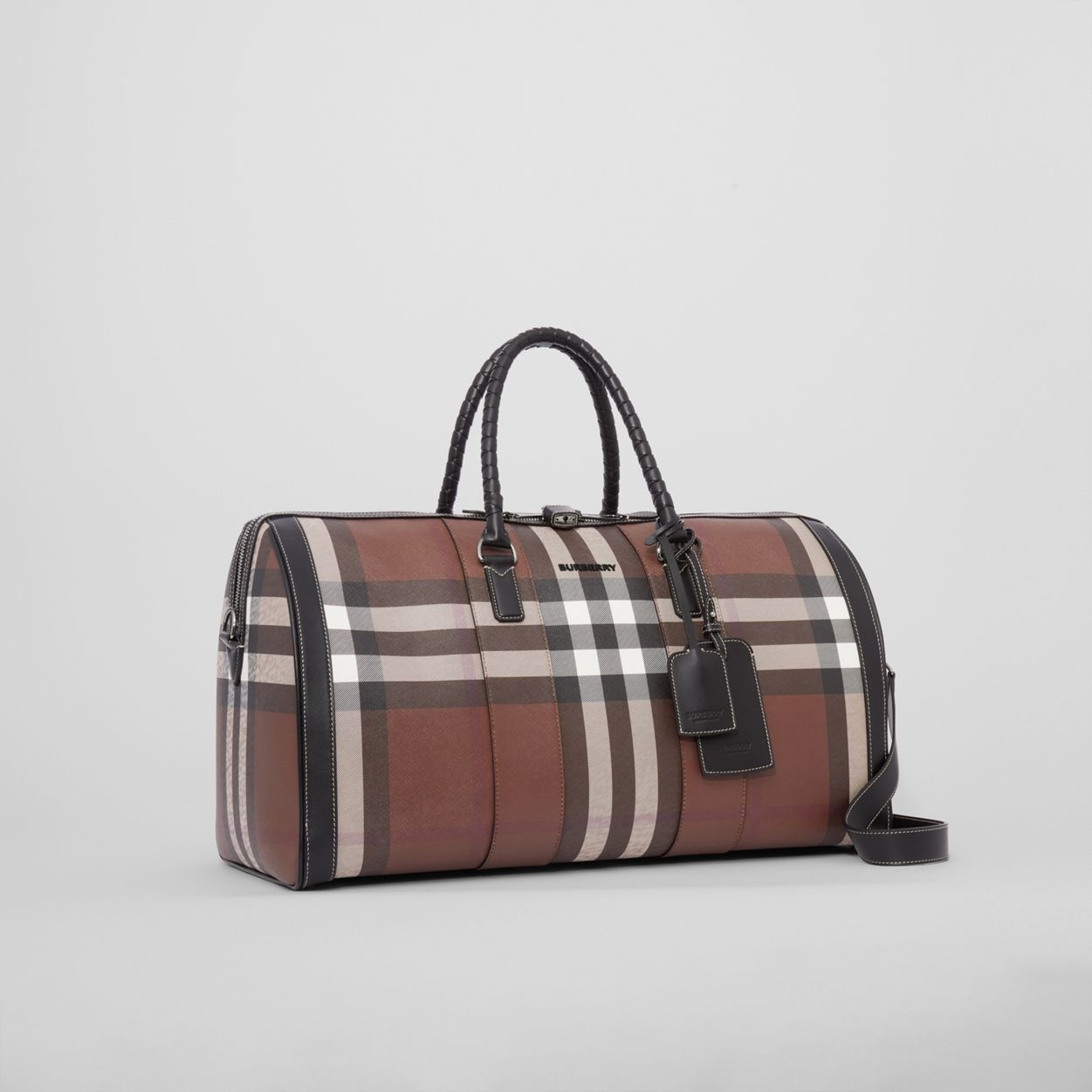 Logo Detail Check and Leather Holdall - 7