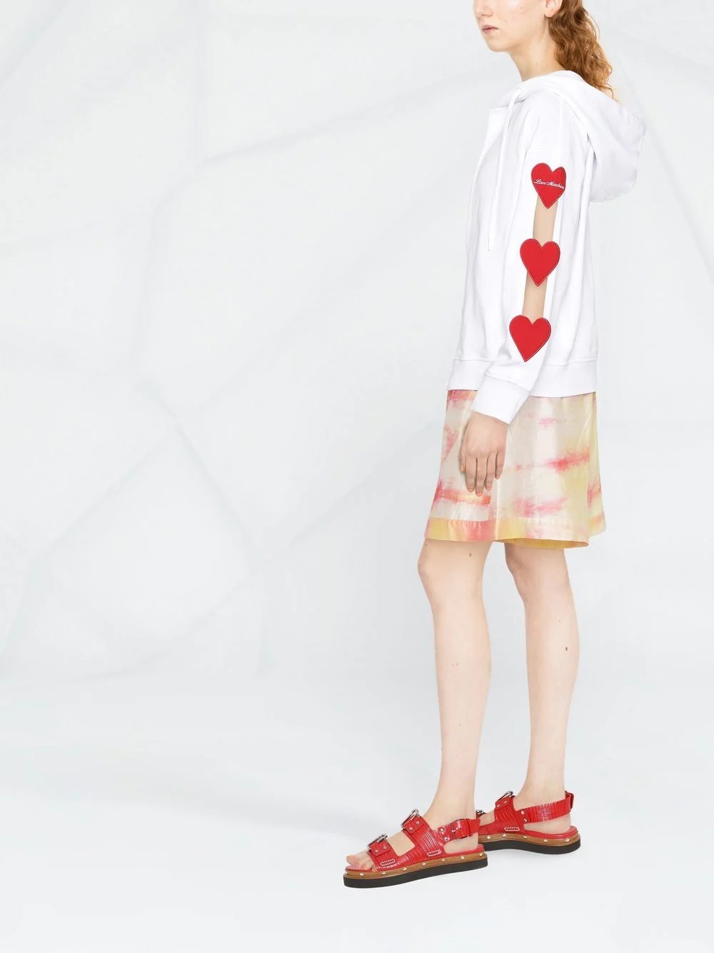 heart-patch cut-out zipped hoodie - 3