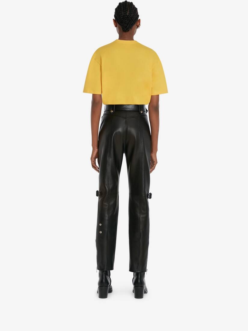Women's McQueen Graffiti T-shirt in Pop Yellow/black - 4