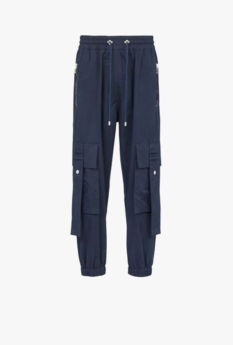 HIGH SUMMER CAPSULE - Navy blue cotton cargo pants 1
