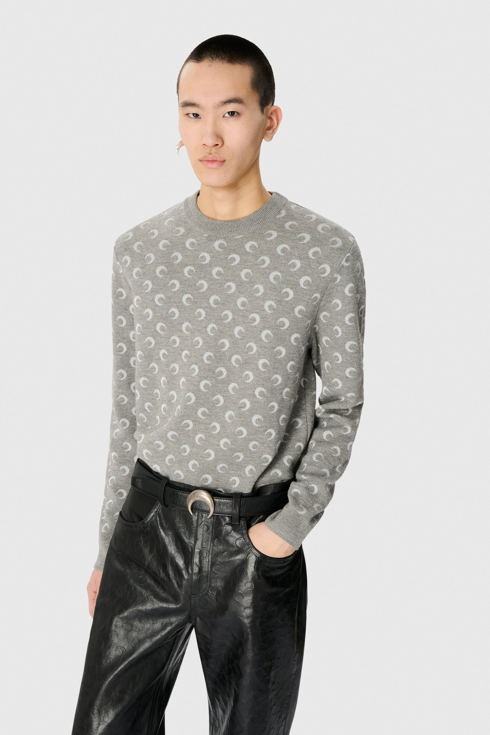 MOON JACQUARD KNIT CREWNECK SWEATER - 4