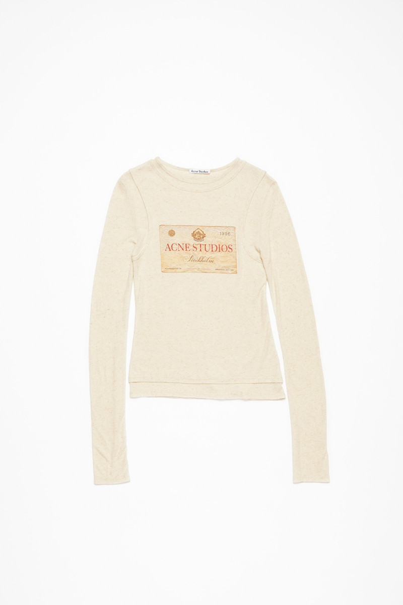 Double-layered long sleeve t-shirt - Ecru beige 1