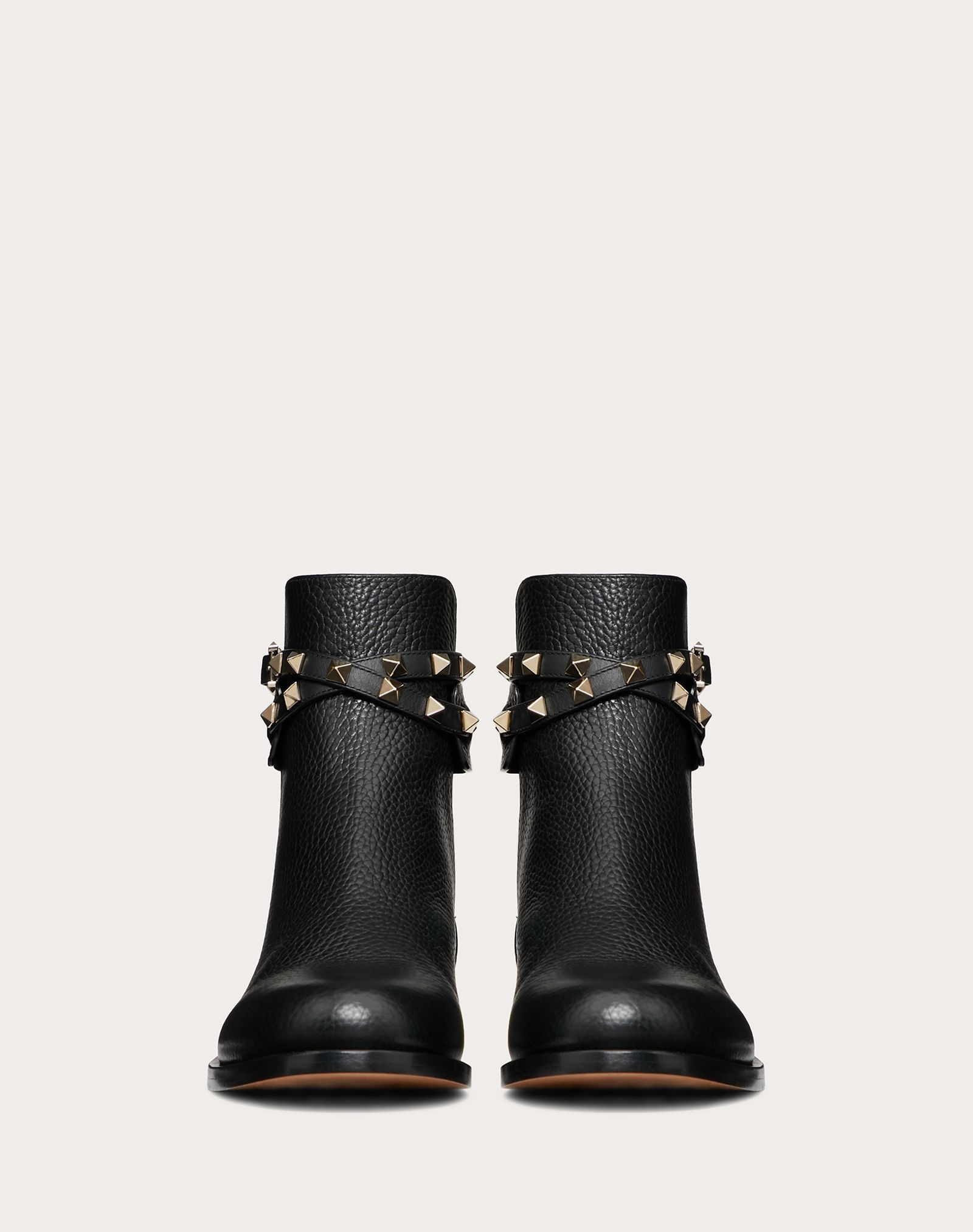 Rockstud Grainy Calfskin Leather Ankle Boot - 4