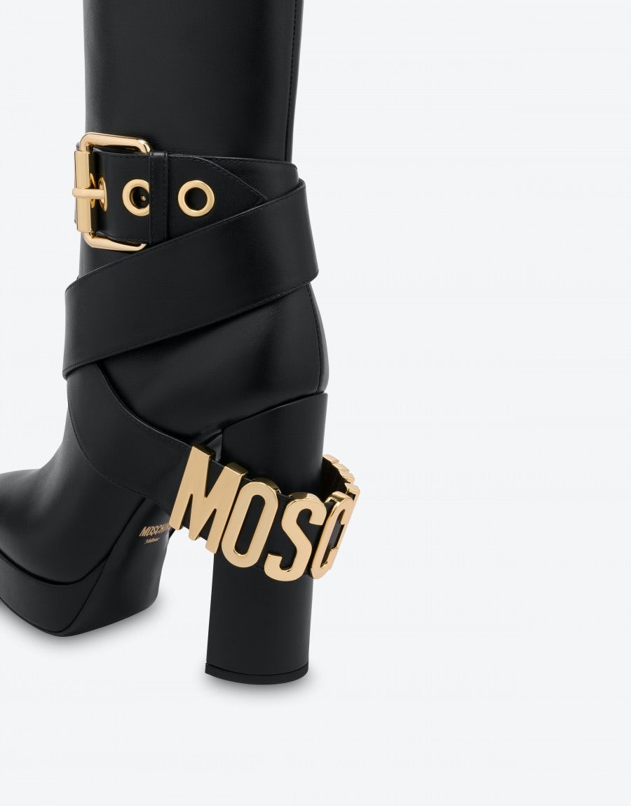 MOSCHINO BELT CALFSKIN ANKLE BOOTS - 4