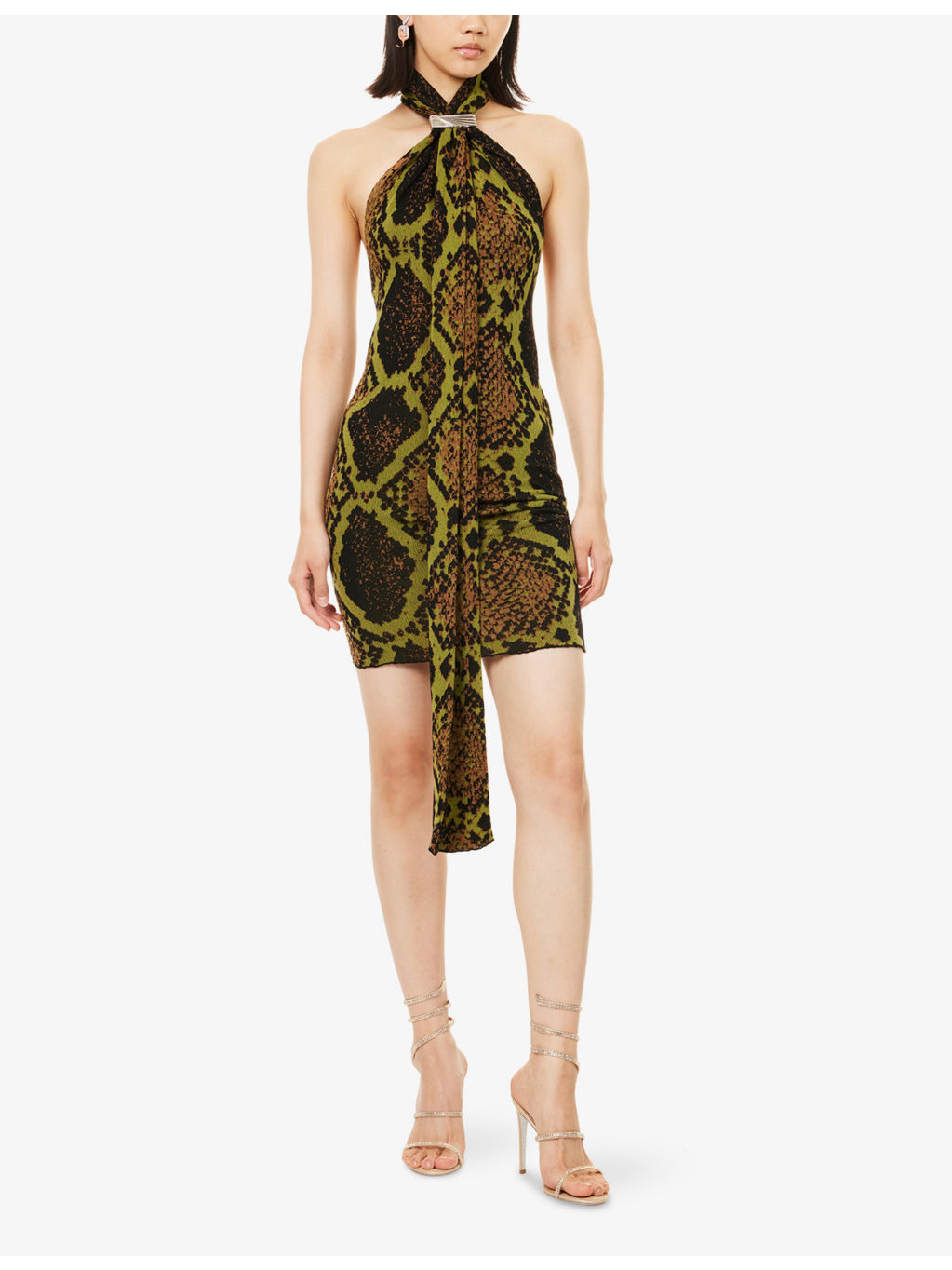 Halterneck Graphic-Print Cotton-Blend Mini Dress - 3