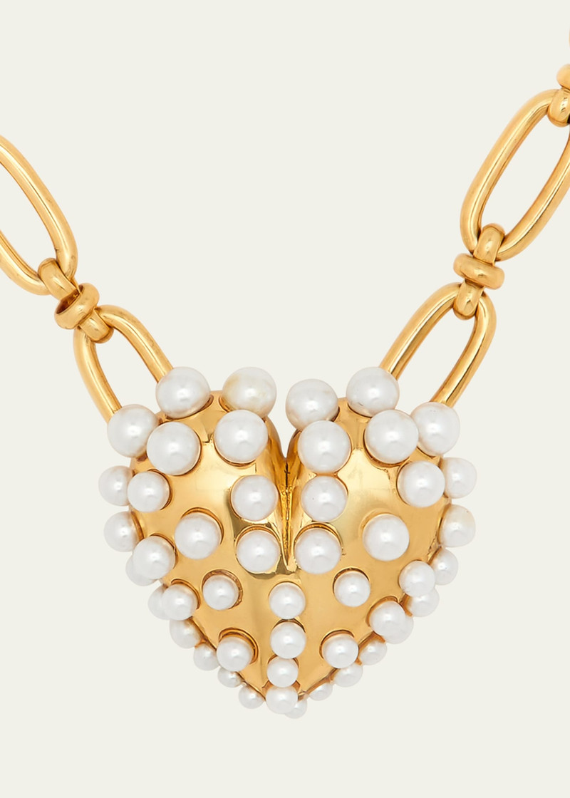 Oscar de la Renta Pearly-Set Heart Pendant Necklace outlook