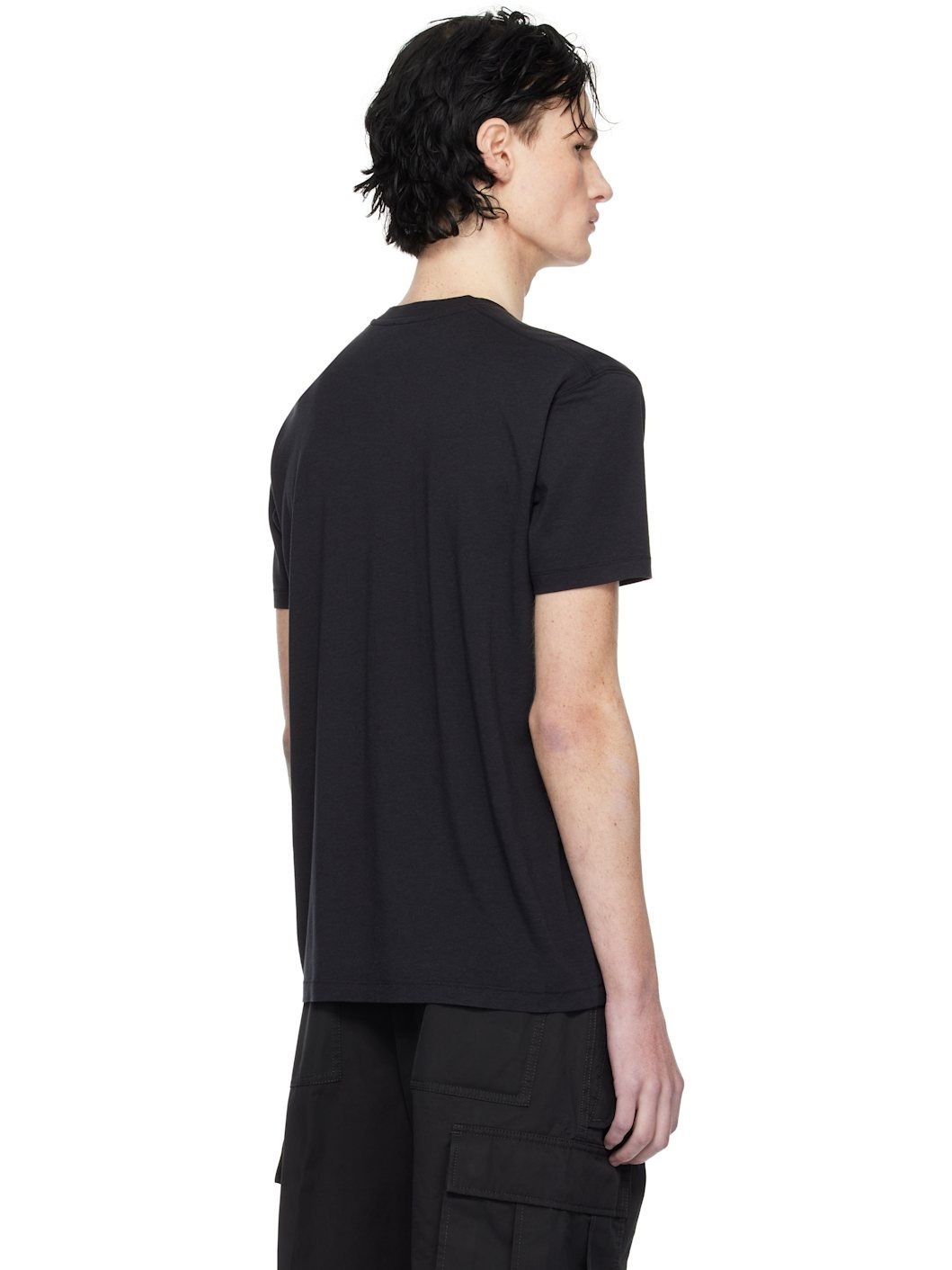 Black Lyocell Cotton Crew T-shirt - 3