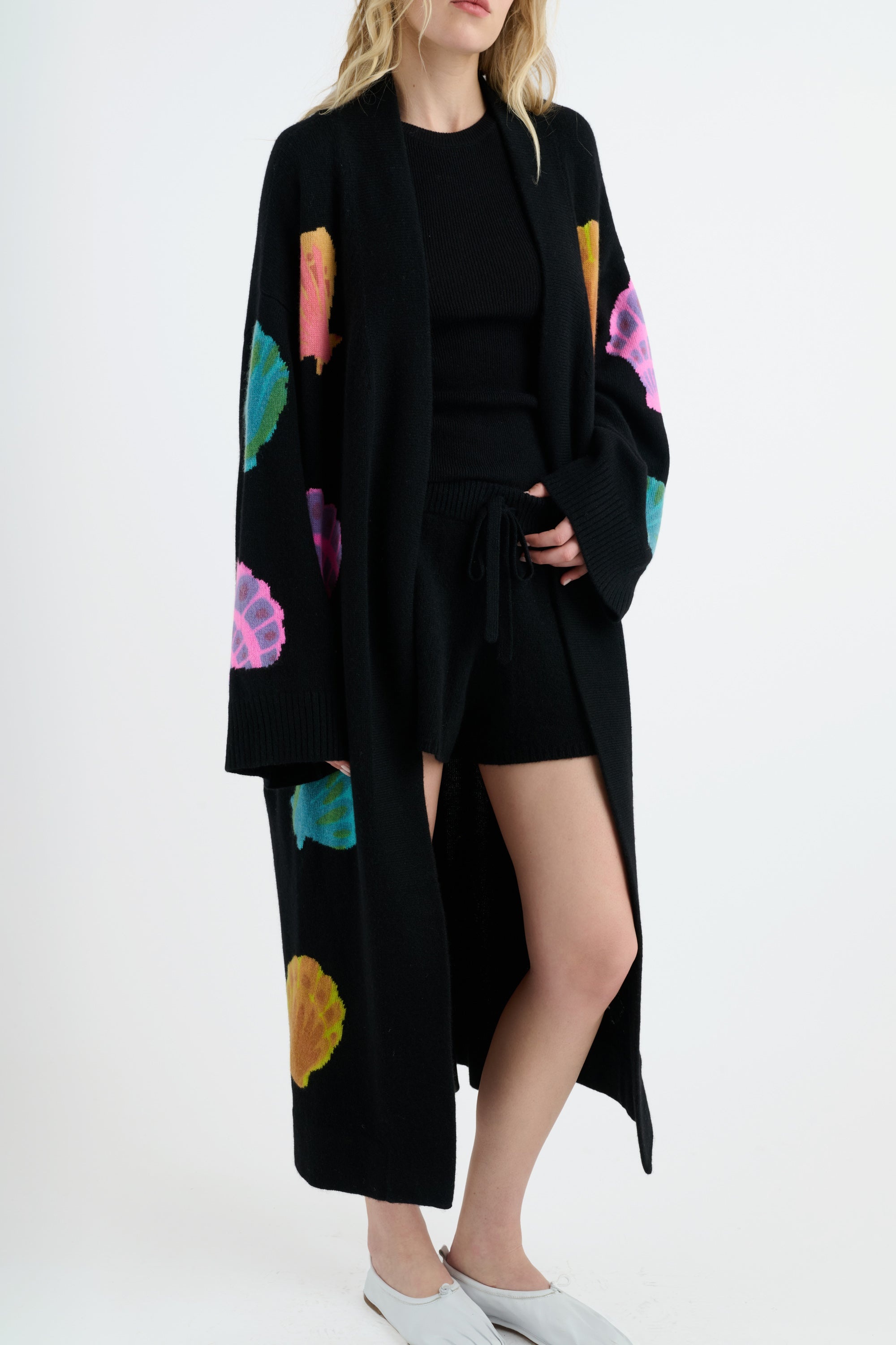 WATERCOLOR SHELL SLOUCHY CARDI - 4
