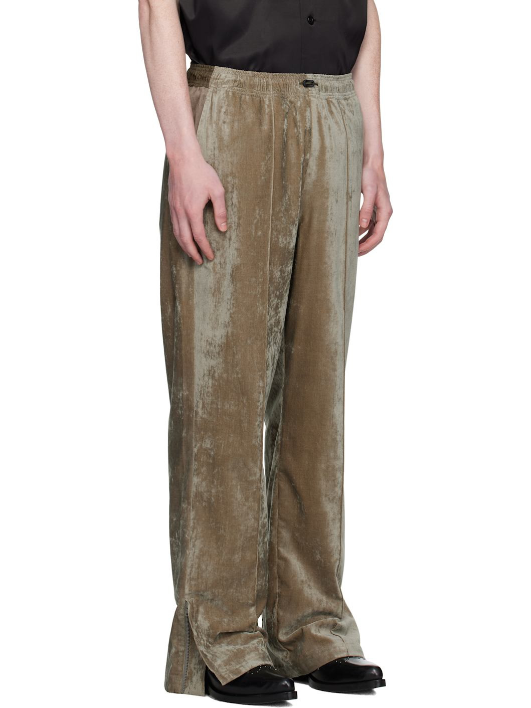 Khaki Velvet Track Pants - 2