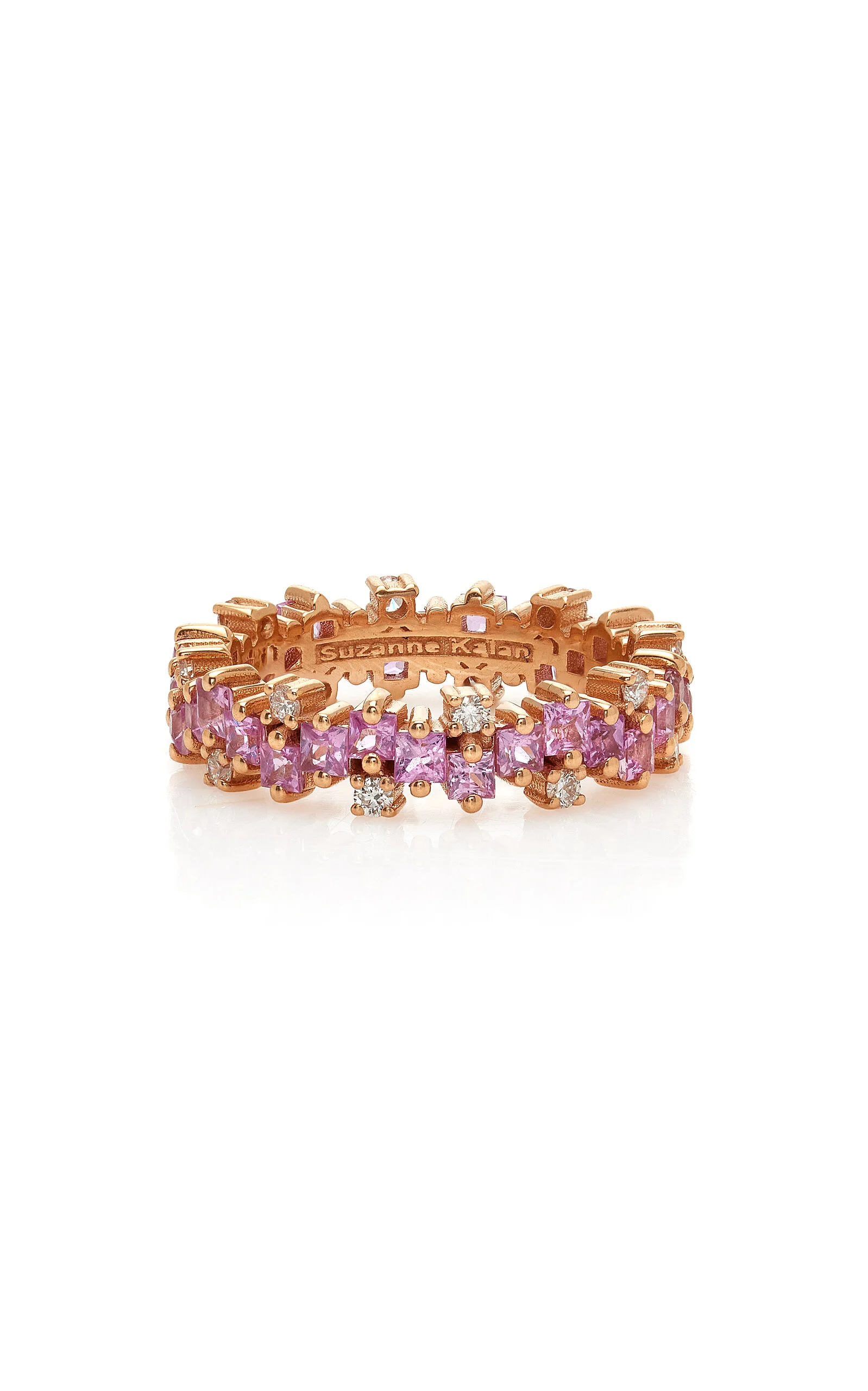 Mini Stacker 18K Rose Gold Diamond and Sapphire Ring - 1
