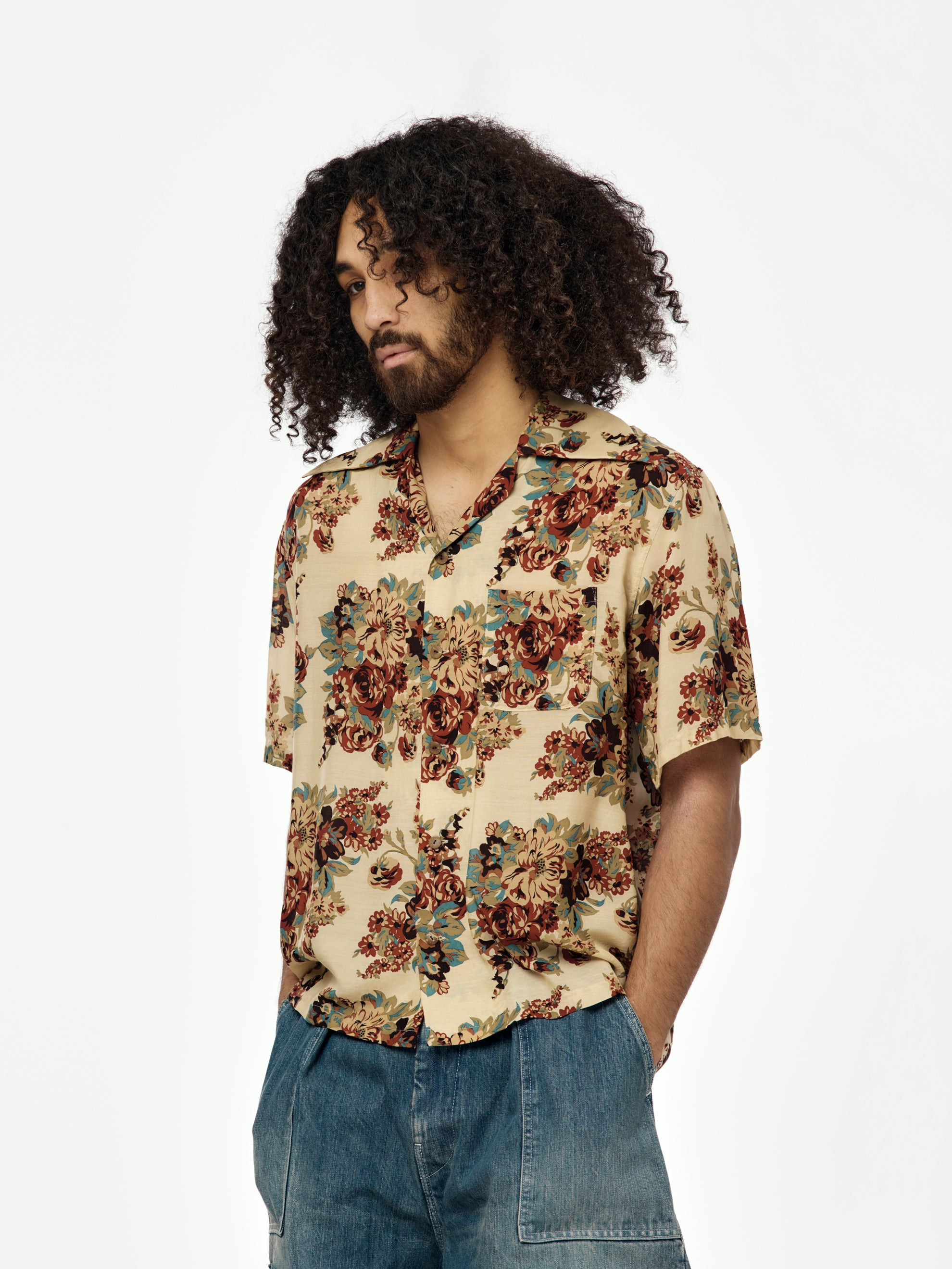 SILK RAYON CHAMPETRE A.MA.TE.RA.SE. WRANGLE COLLAR ALOHA SHIRT - 2