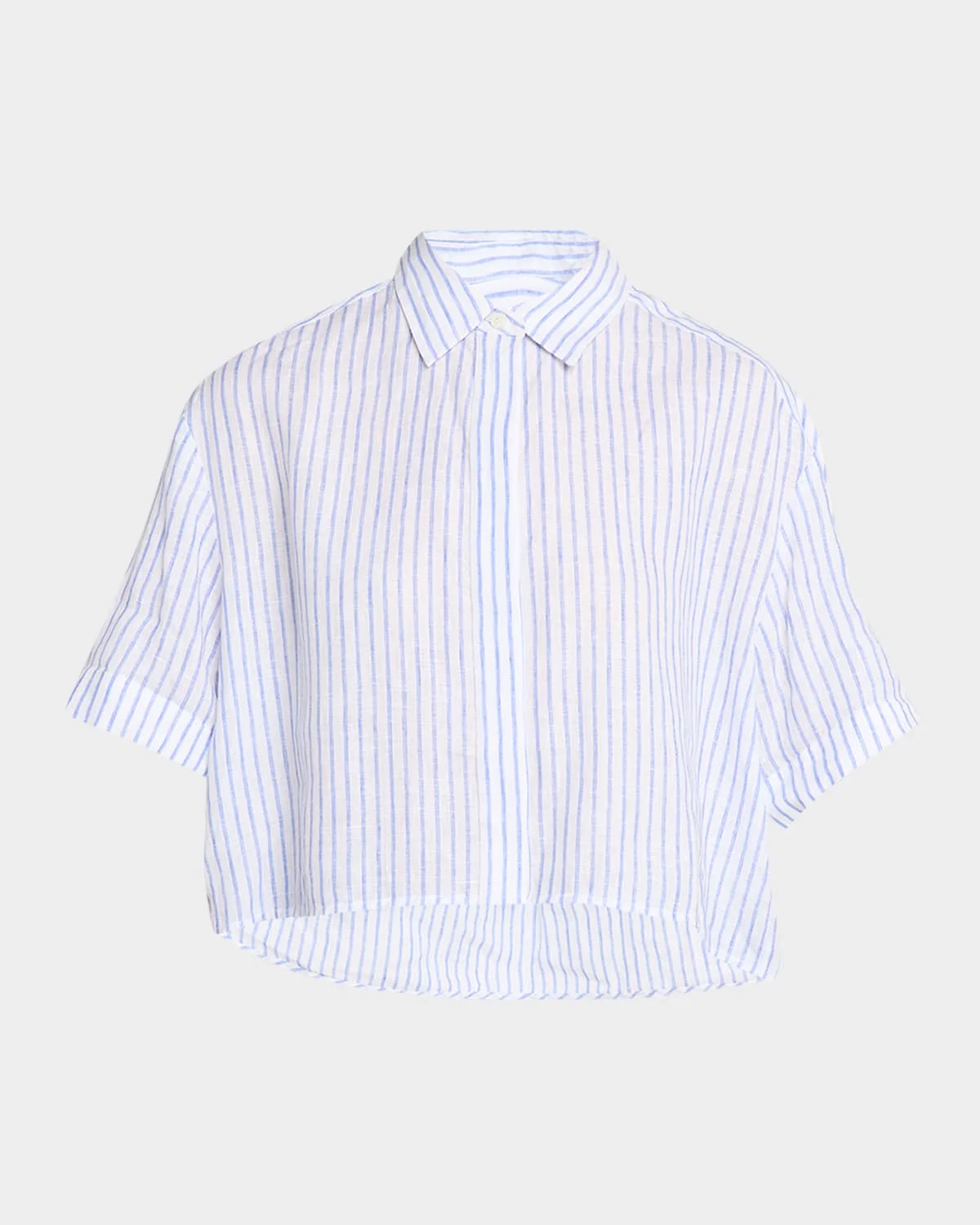 Mel Stripe Linen Cropped Shirt - 1