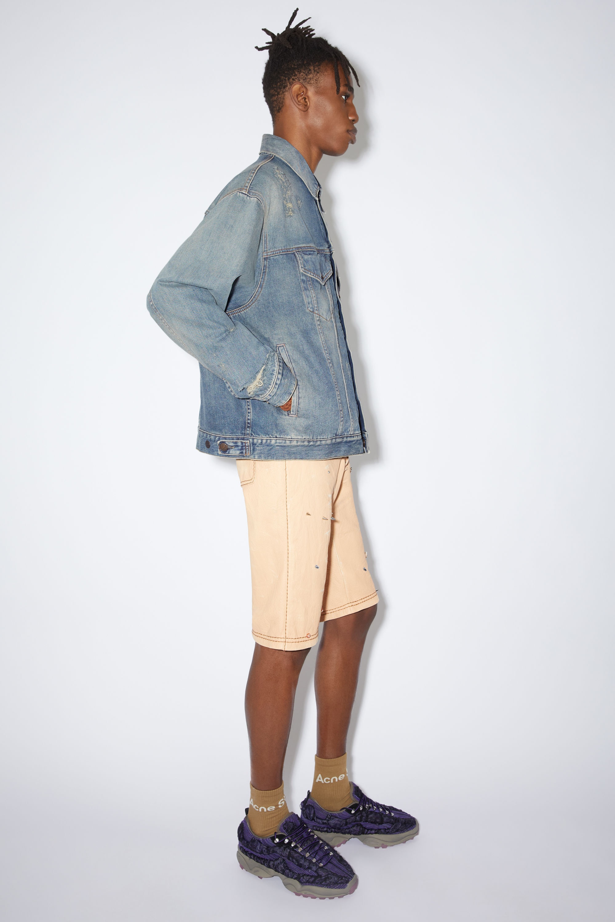 Destroyed relaxed denim jacket - Detroit - Mid blue - 4
