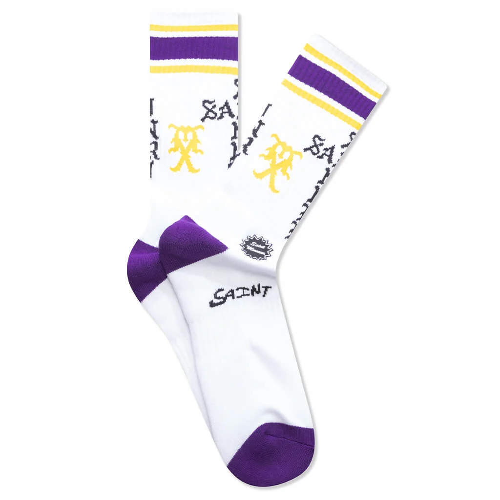 SAINT SINNER SOCKS - WHITE/PURPLE - 1