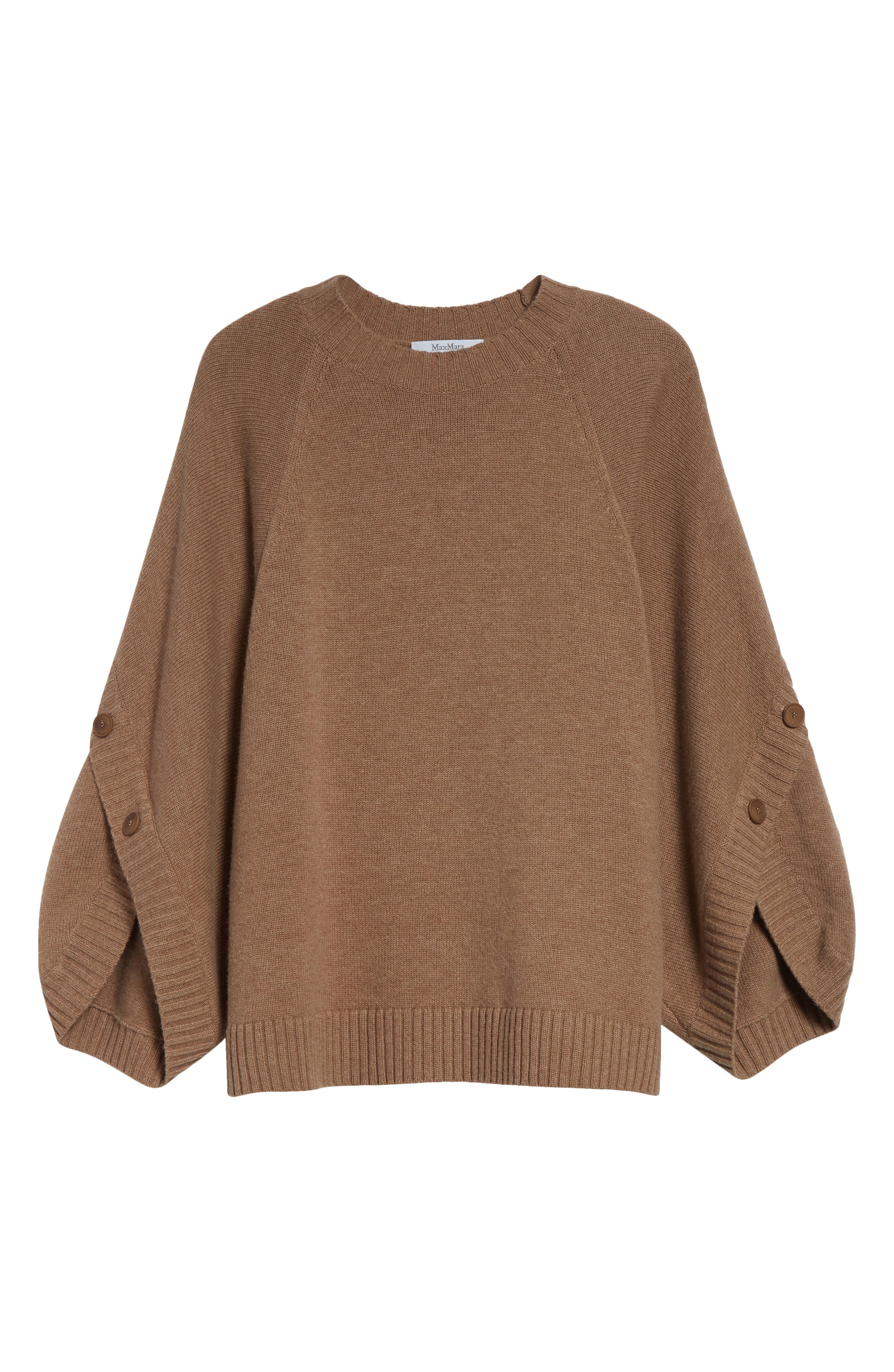 Max Mara Ampex Cape Sleeve Wool & Cashmere Sweater in Hazelnut Brown at Nordstrom - 6