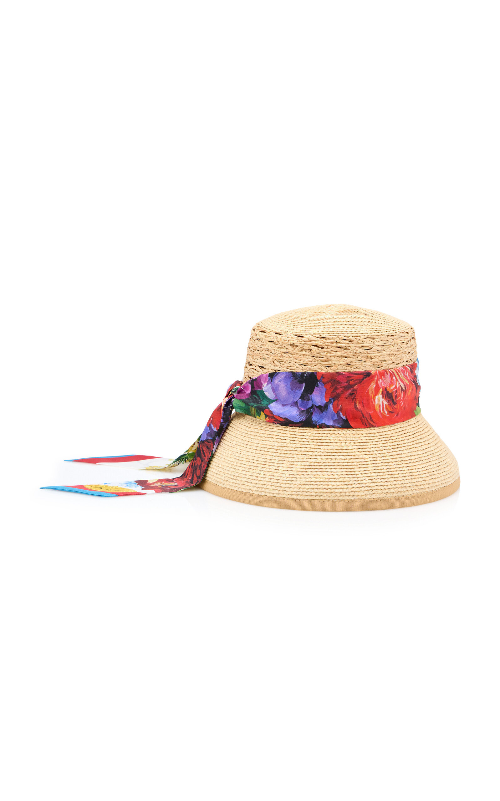 Scarf-Detailed Raffia Bucket Hat multi - 2