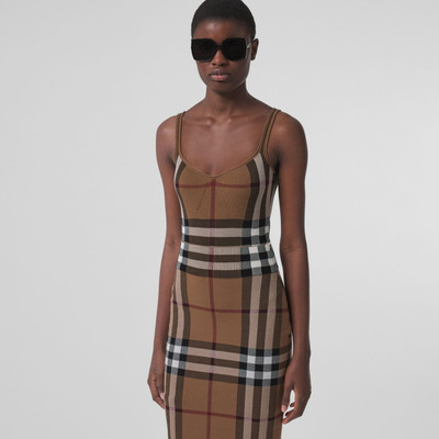 Burberry Check Intarsia Cotton Silk Blend Bodysuit outlook