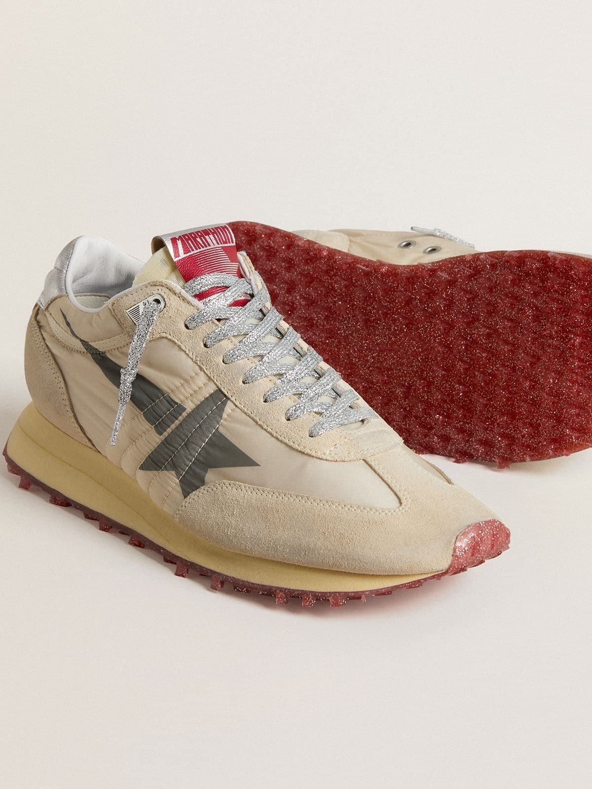 Men’s Marathon with beige nylon upper and gray star - 3
