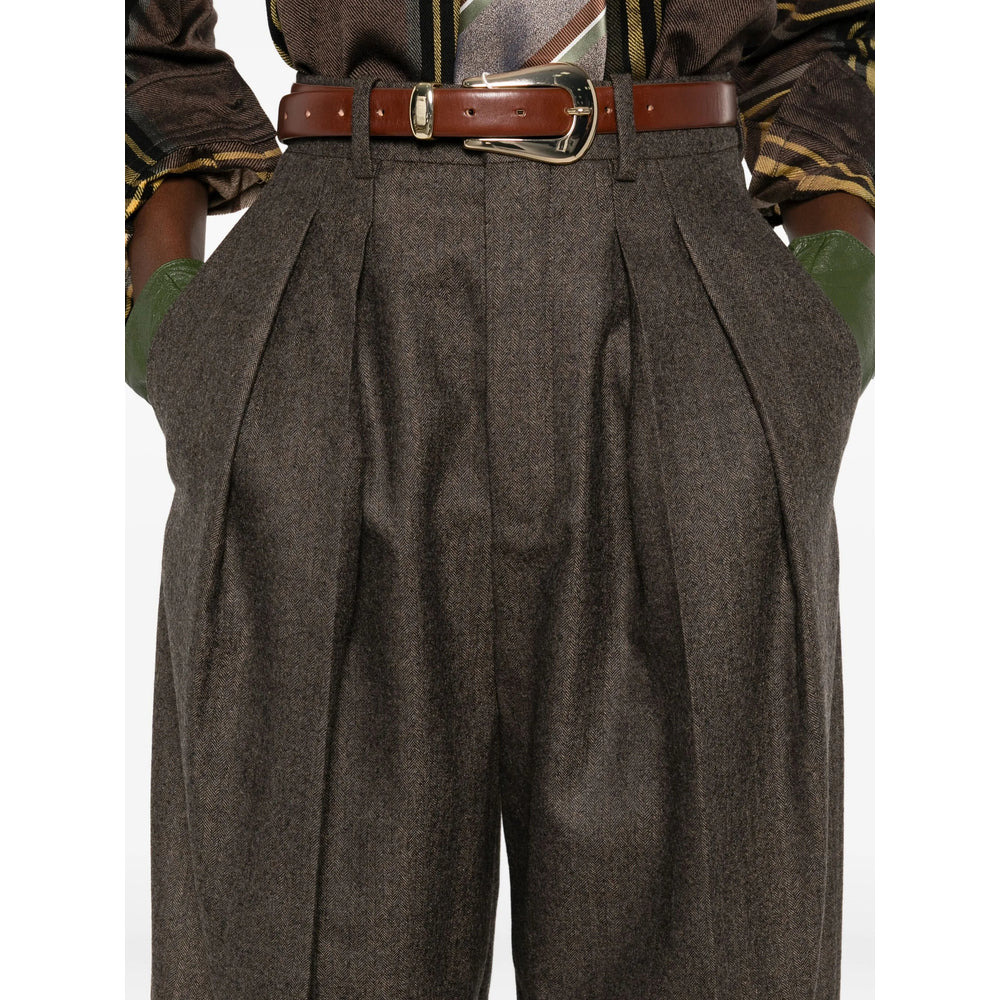Saint Laurent Brown Trousers - High-Waisted Trousers Women - 4