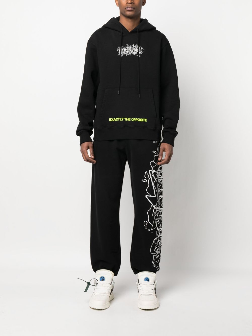 slogan-print drawstring hoodie - 2