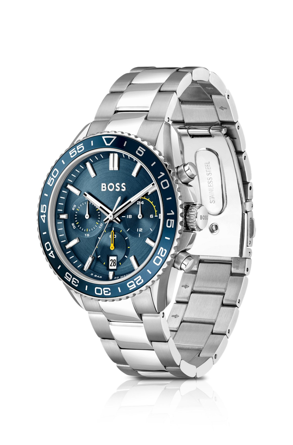 LINK-BRACELET CHRONOGRAPH WATCH WITH BLUE DIAL - 2