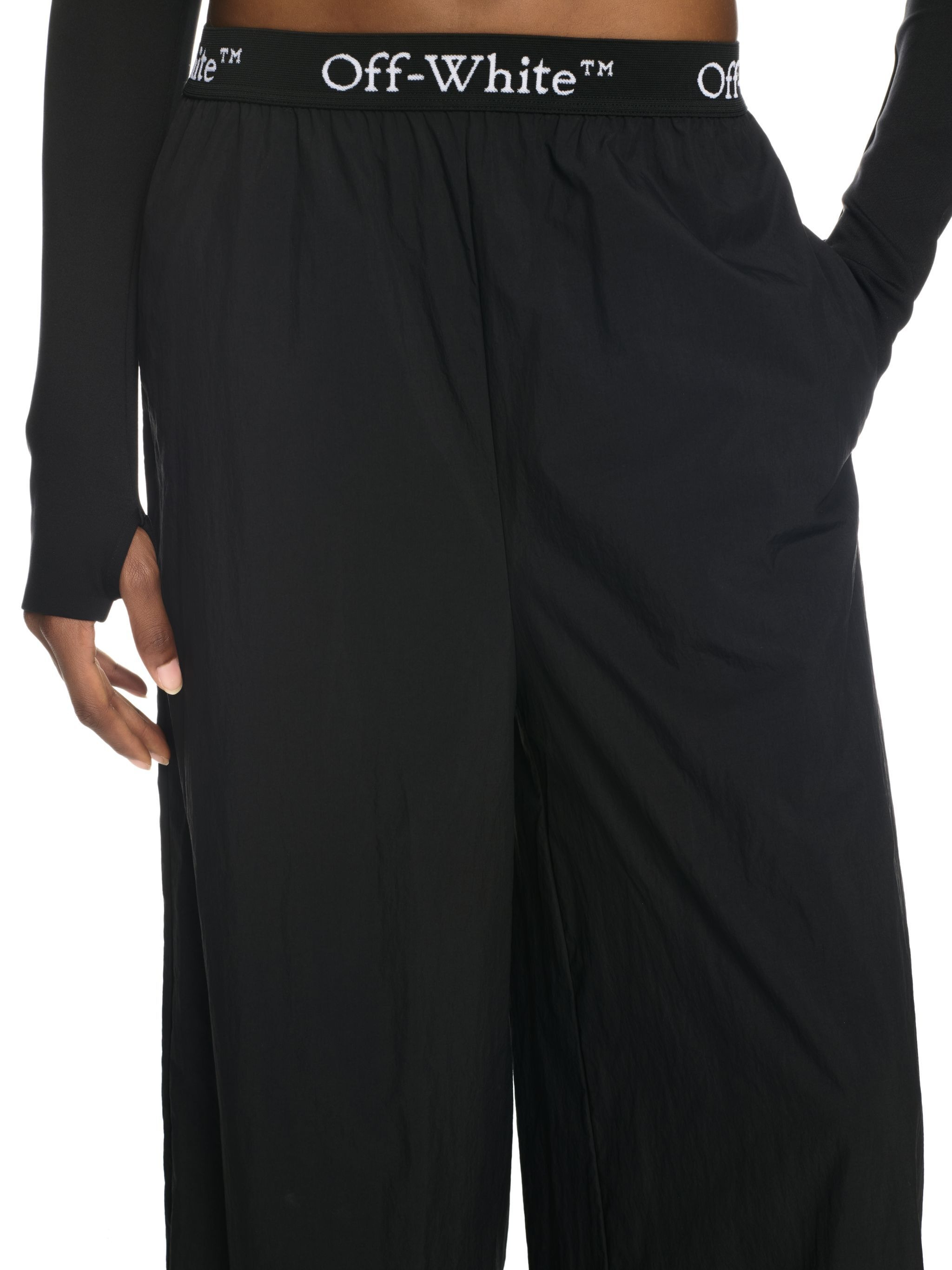 Black Logo Band Nylon Pants - 5