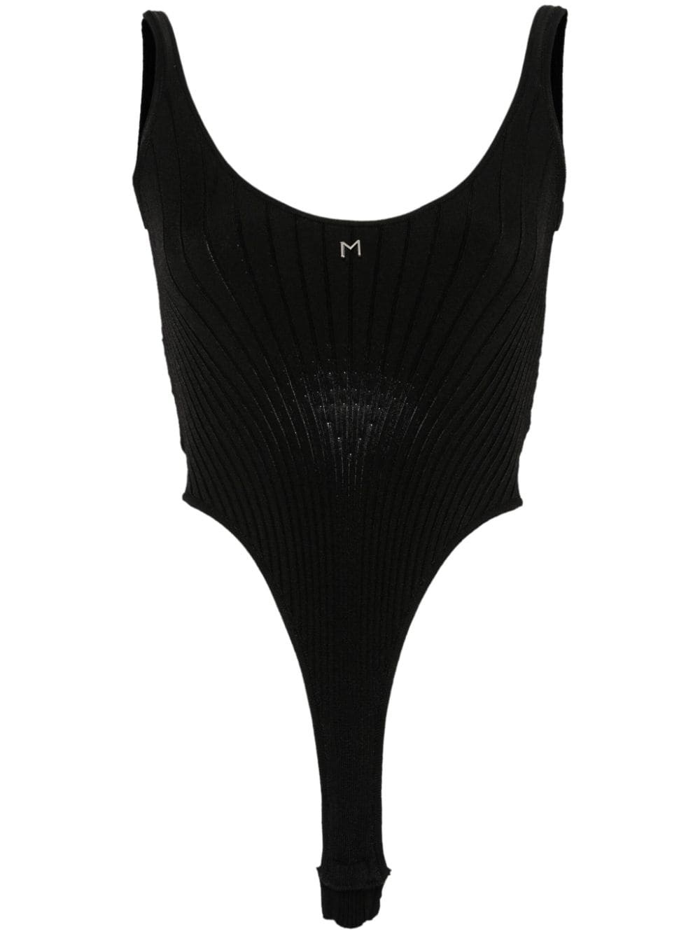 logo-plaque ribbed bodysuit - 1